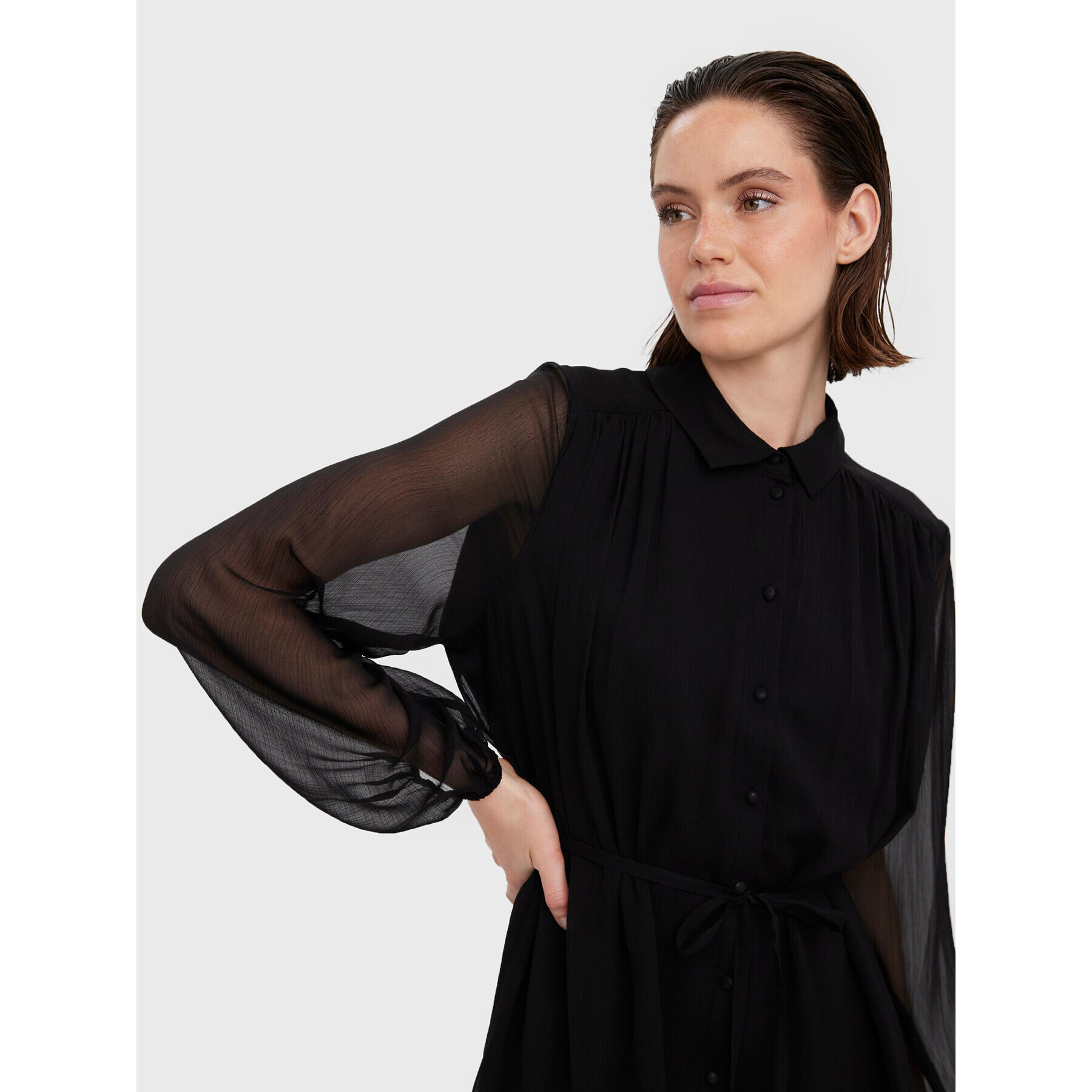 Vero Moda Rochie tip cămașă Kaya 10274181 Negru Regular Fit - Pled.ro