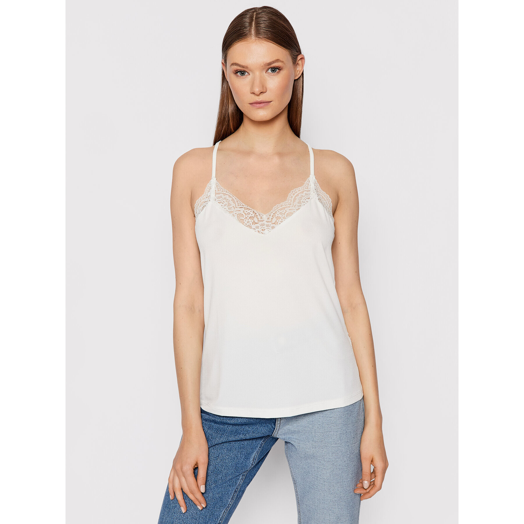 Vero Moda Top Ana 10233213 Alb Regular Fit - Pled.ro