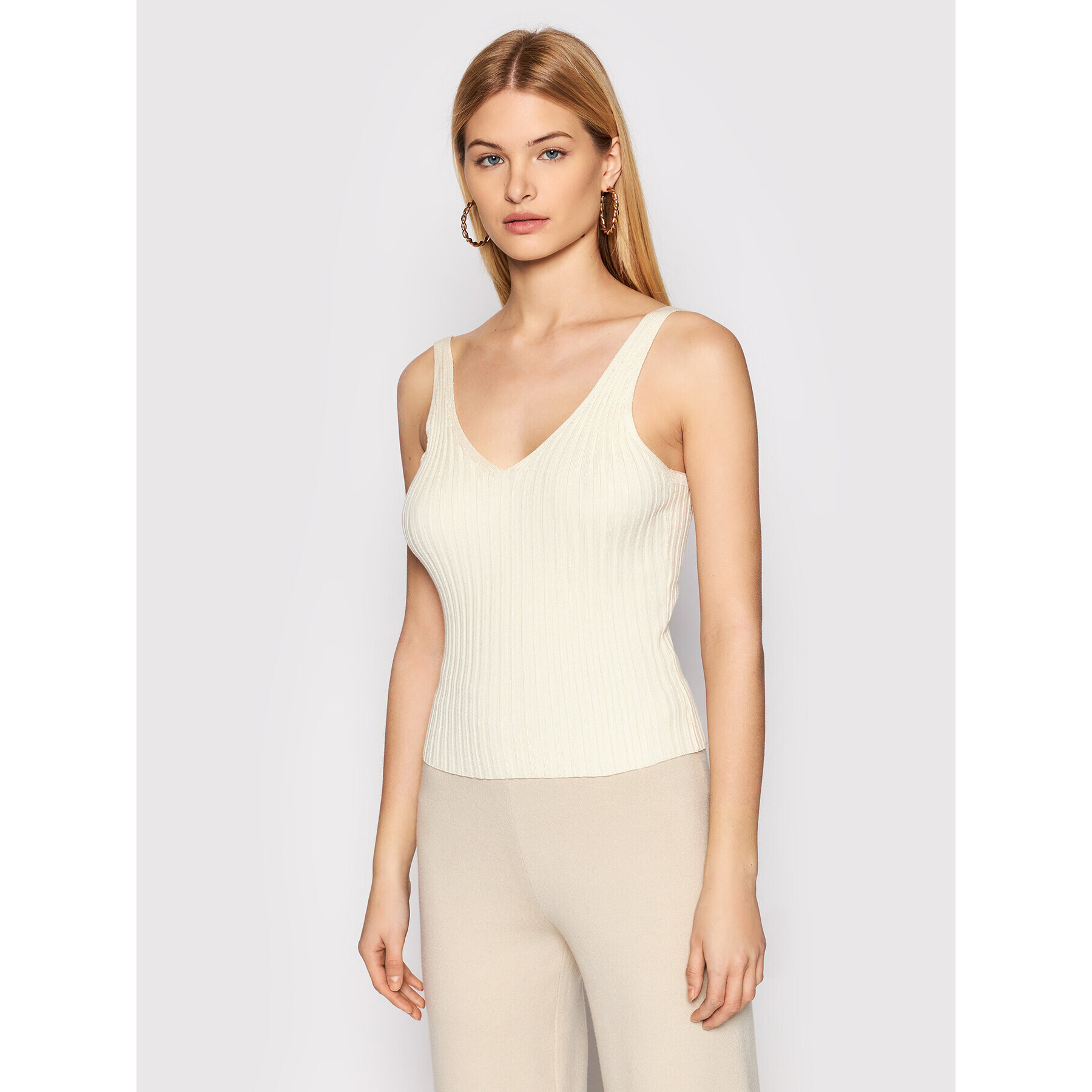 Vero Moda Top Sarah 10257394 Écru Slim Fit - Pled.ro