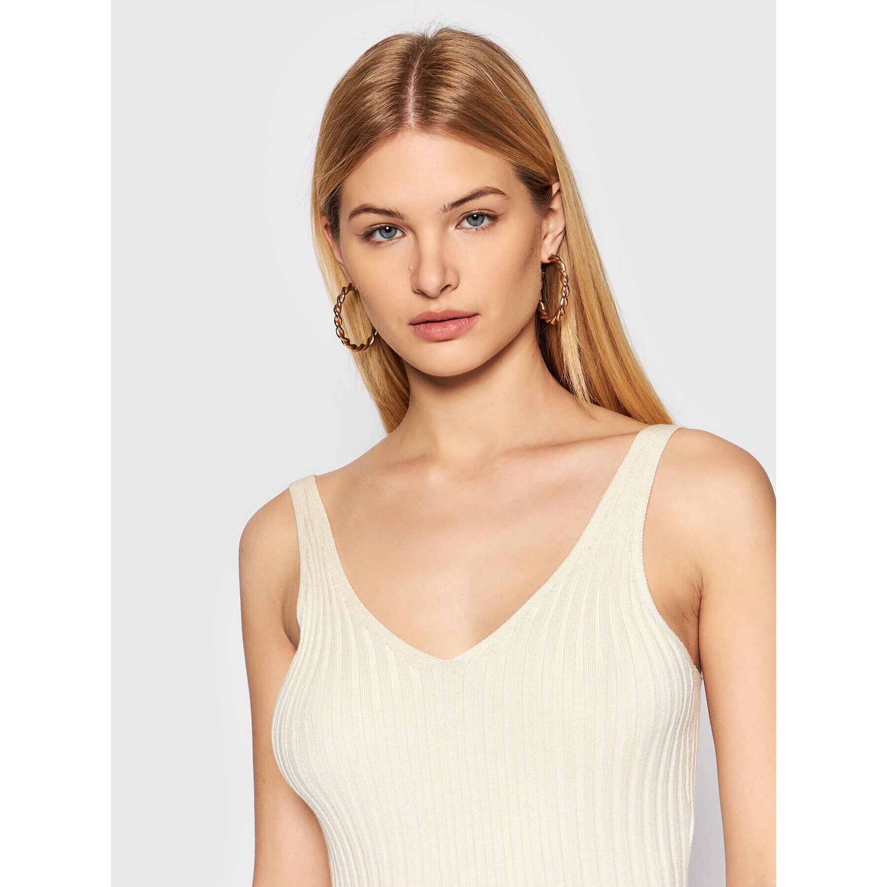 Vero Moda Top Sarah 10257394 Écru Slim Fit - Pled.ro