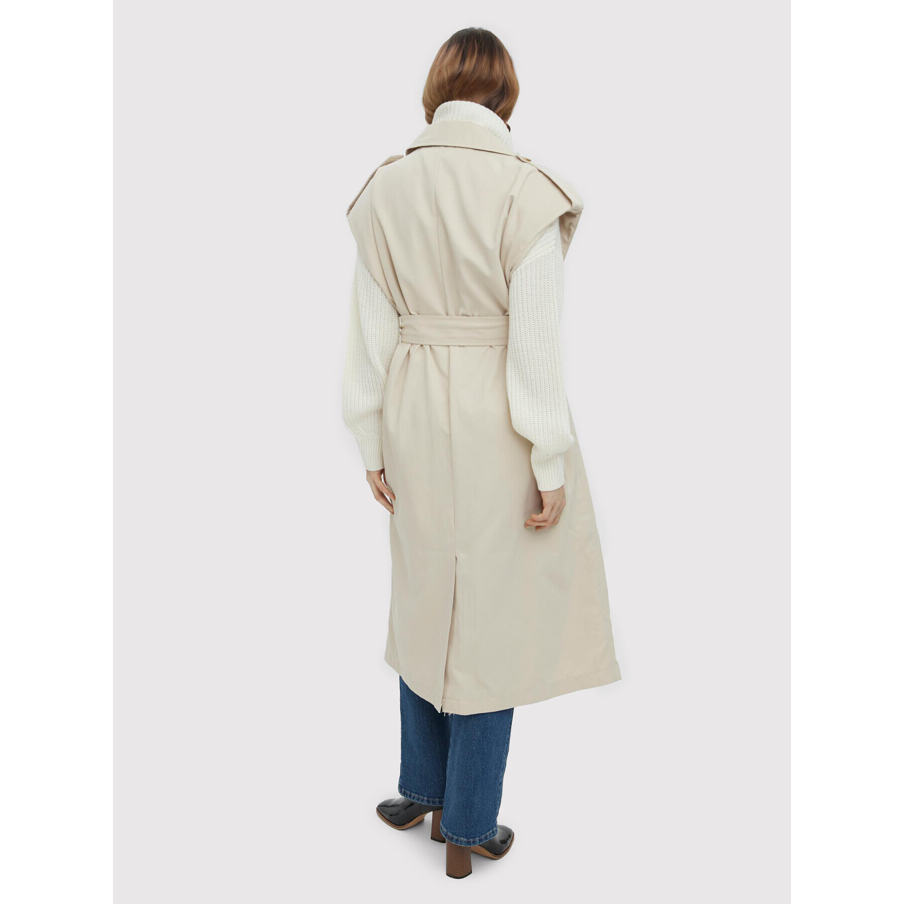 Vero Moda Trench Unique 10267764 Écru Regular Fit - Pled.ro