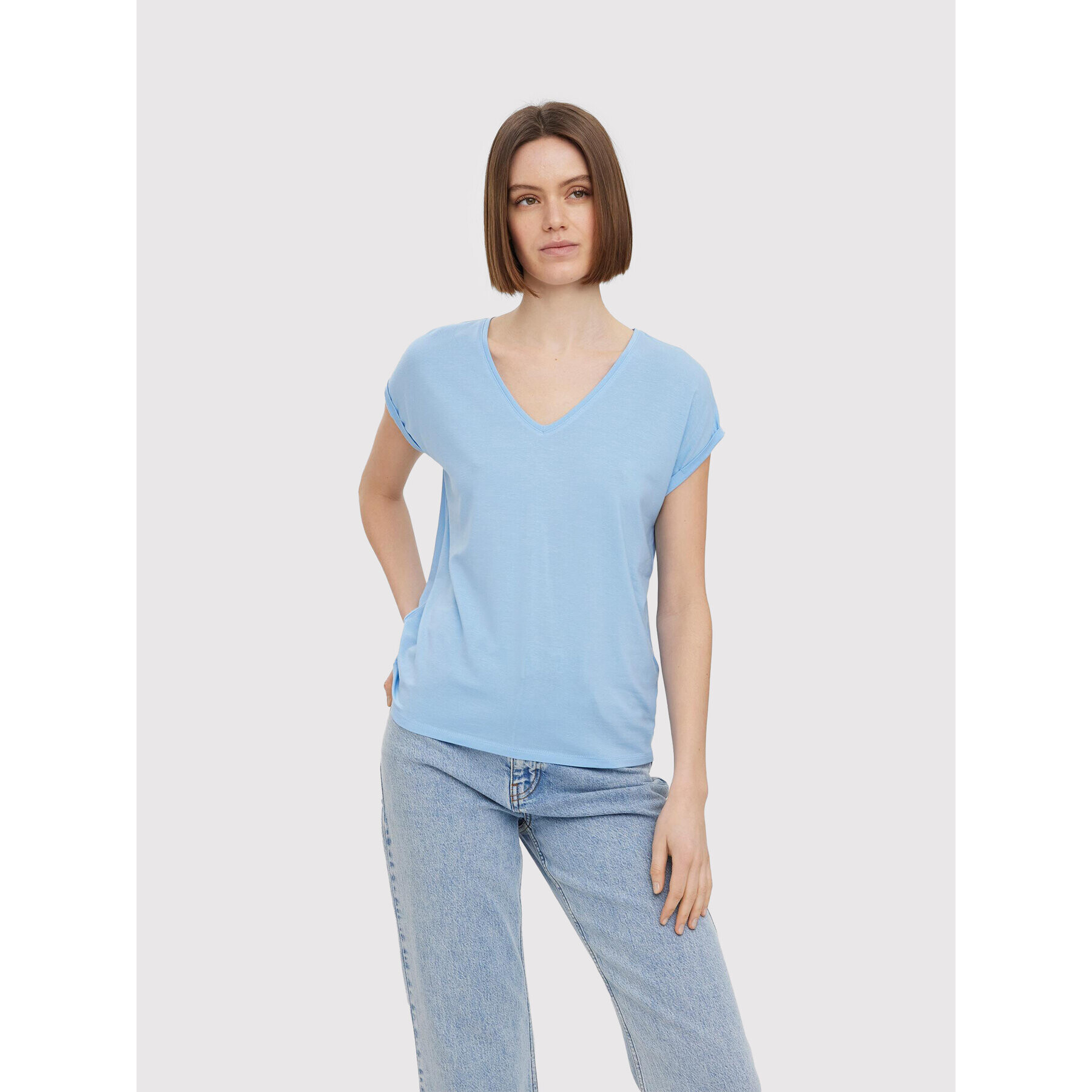 Vero Moda Tricou Ava 10231343 Albastru Regular Fit - Pled.ro