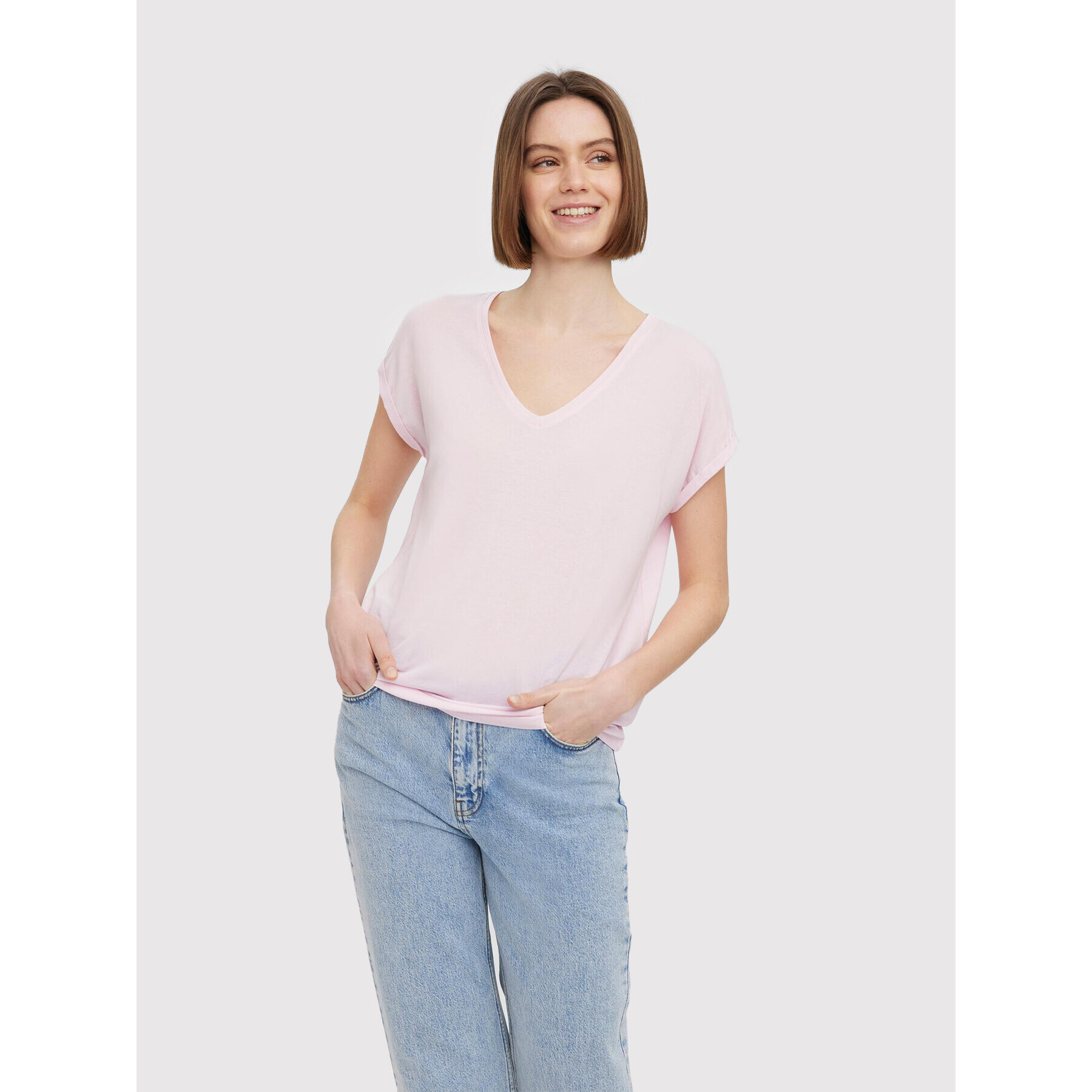 Vero Moda Tricou Ava 10231343 Roz Regular Fit - Pled.ro