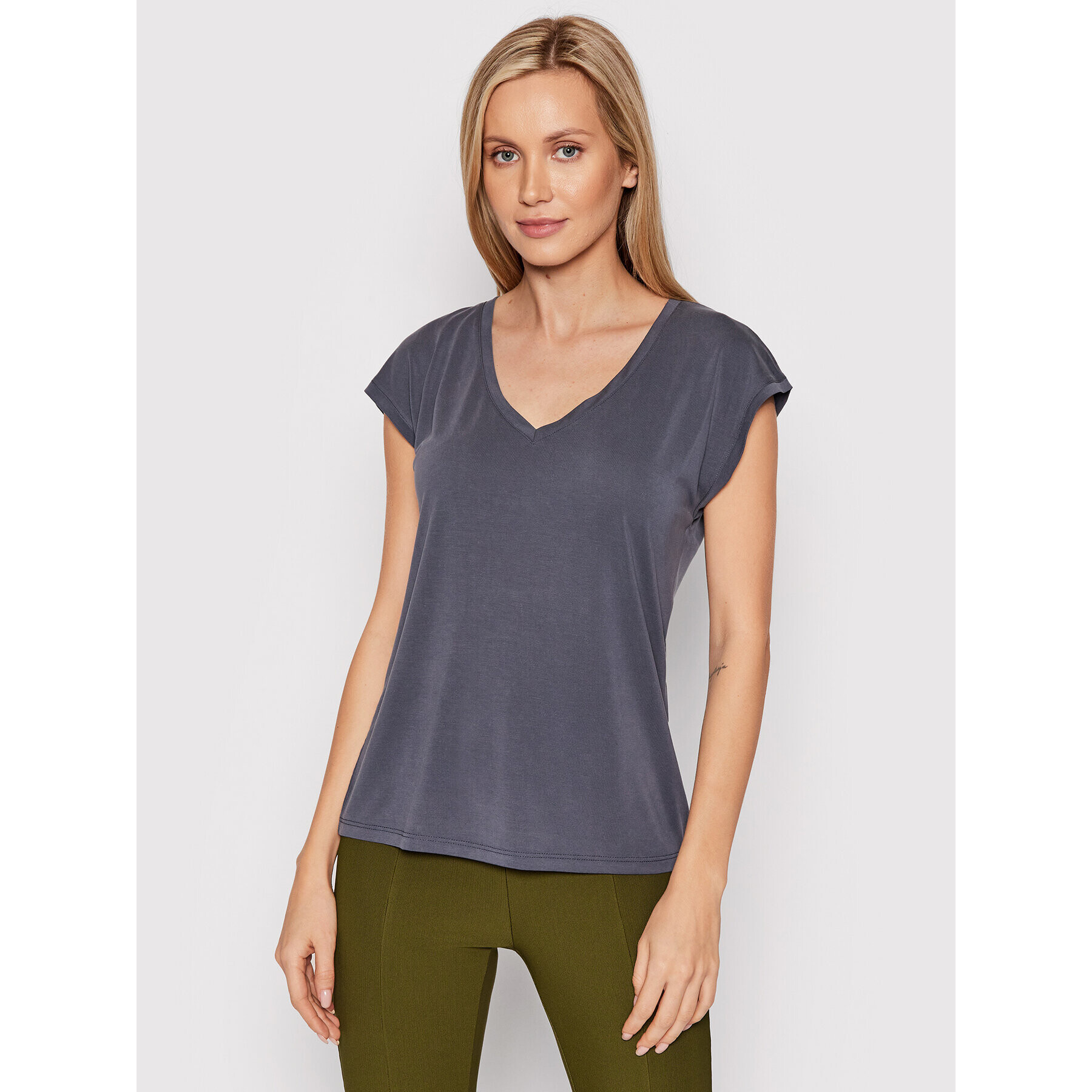 Vero Moda Tricou Filli 10247666 Gri Regular Fit - Pled.ro