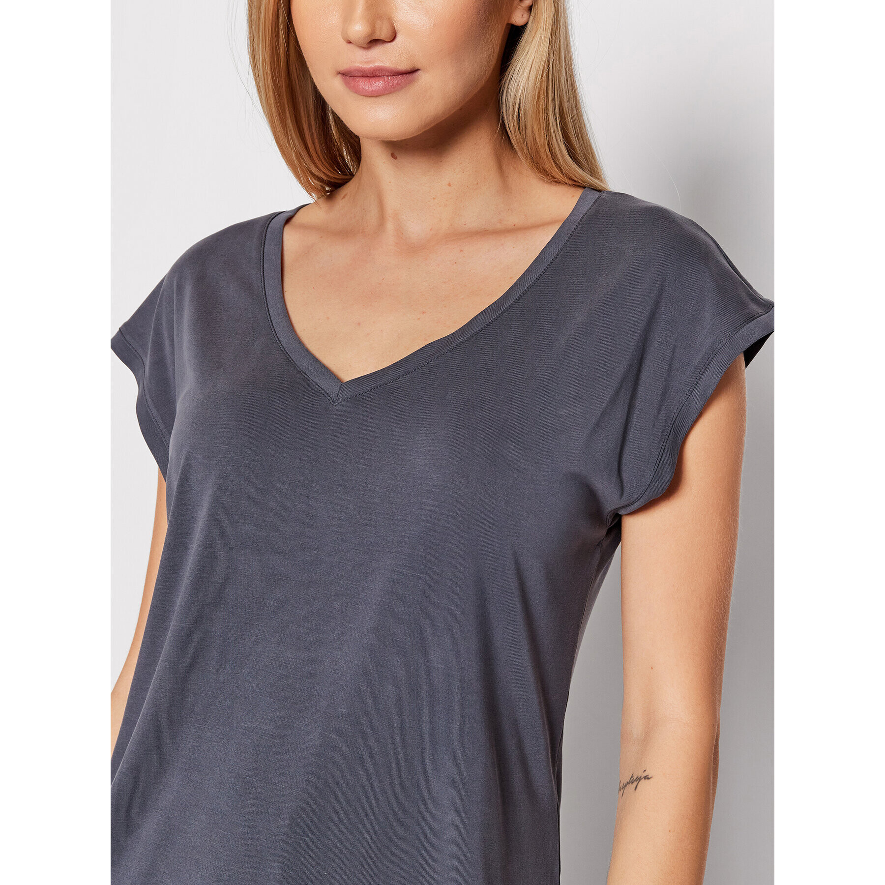 Vero Moda Tricou Filli 10247666 Gri Regular Fit - Pled.ro