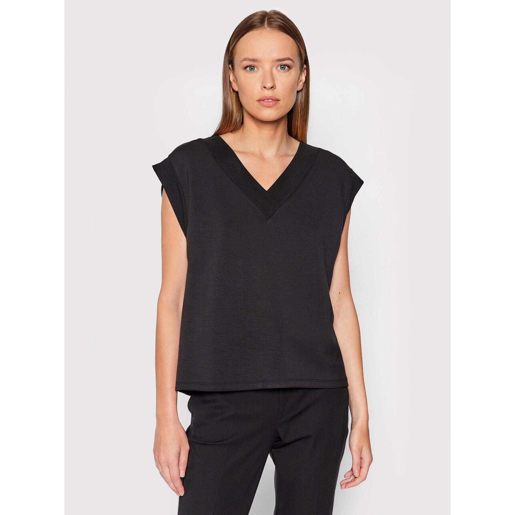 Vero Moda Tricou Silky 10257332 Negru Regular Fit - Pled.ro