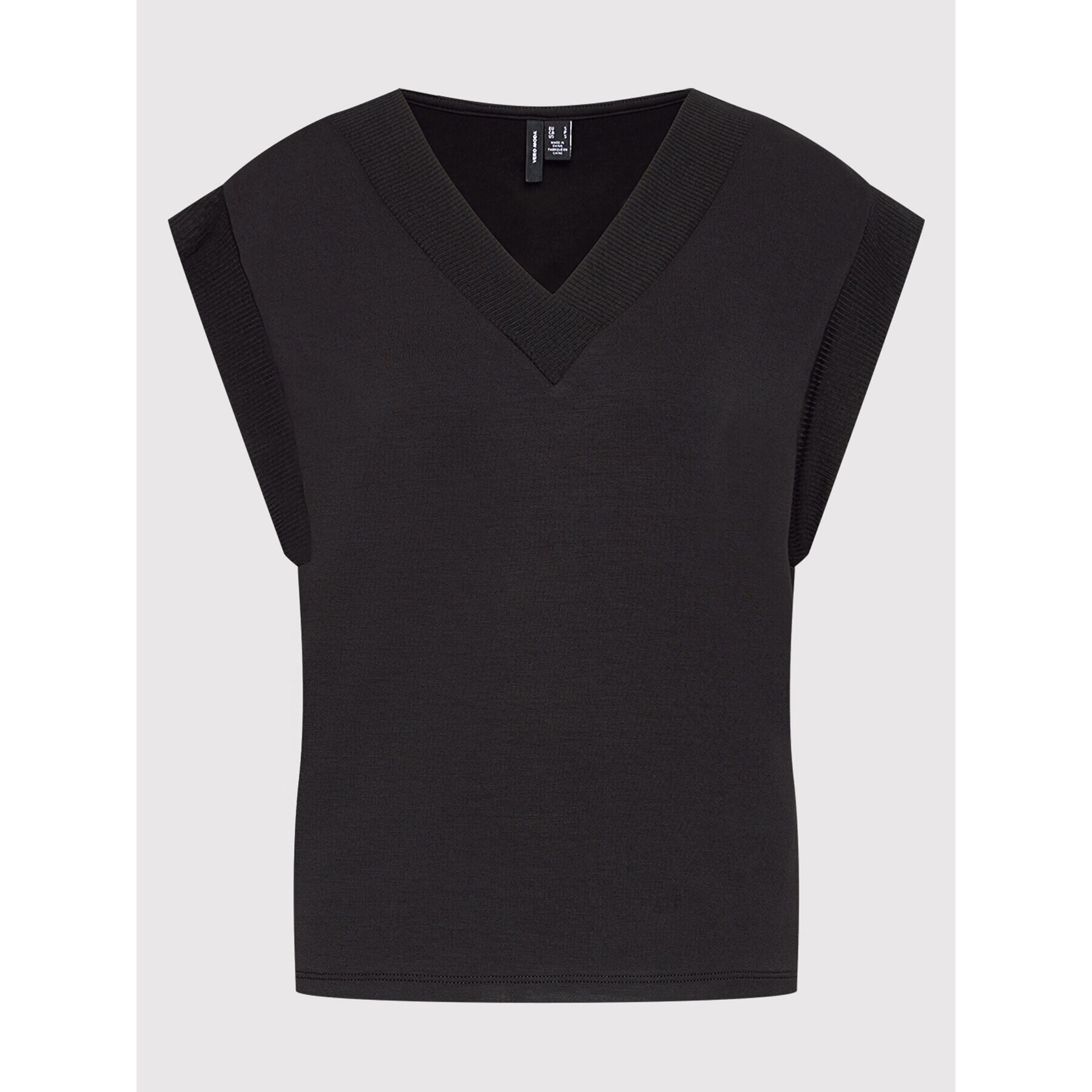 Vero Moda Tricou Silky 10257332 Negru Regular Fit - Pled.ro