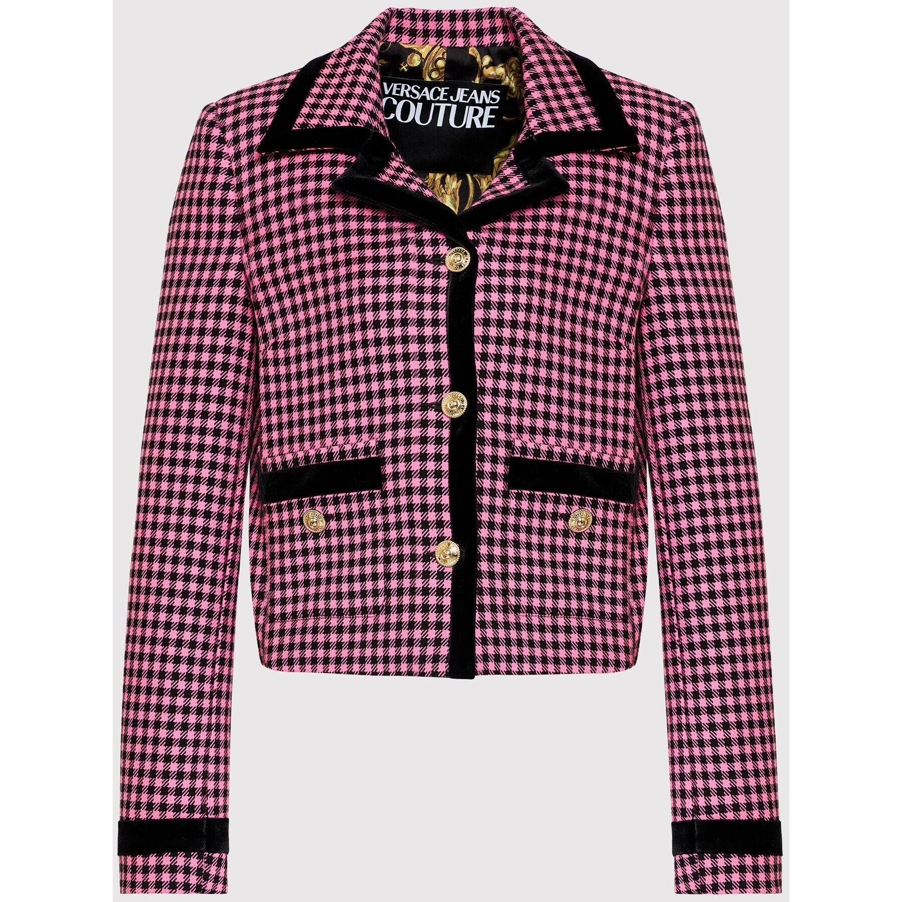 Versace Jeans Couture Blazer Jacquard Dis Vichy Bicolore 71HAQ703 Roz Regular Fit - Pled.ro