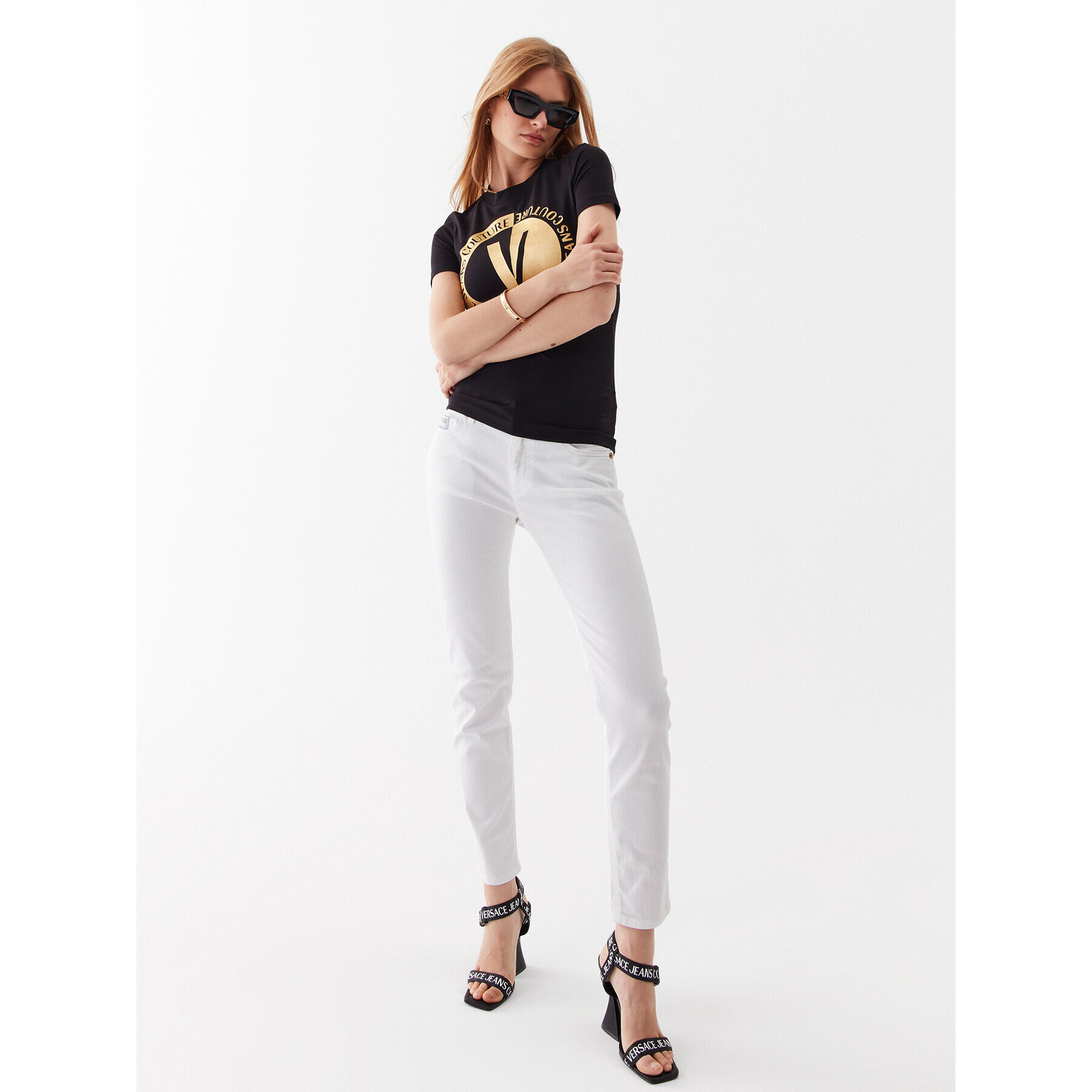 Versace Jeans Couture Blugi 74HAB5S0 Alb Regular Fit - Pled.ro