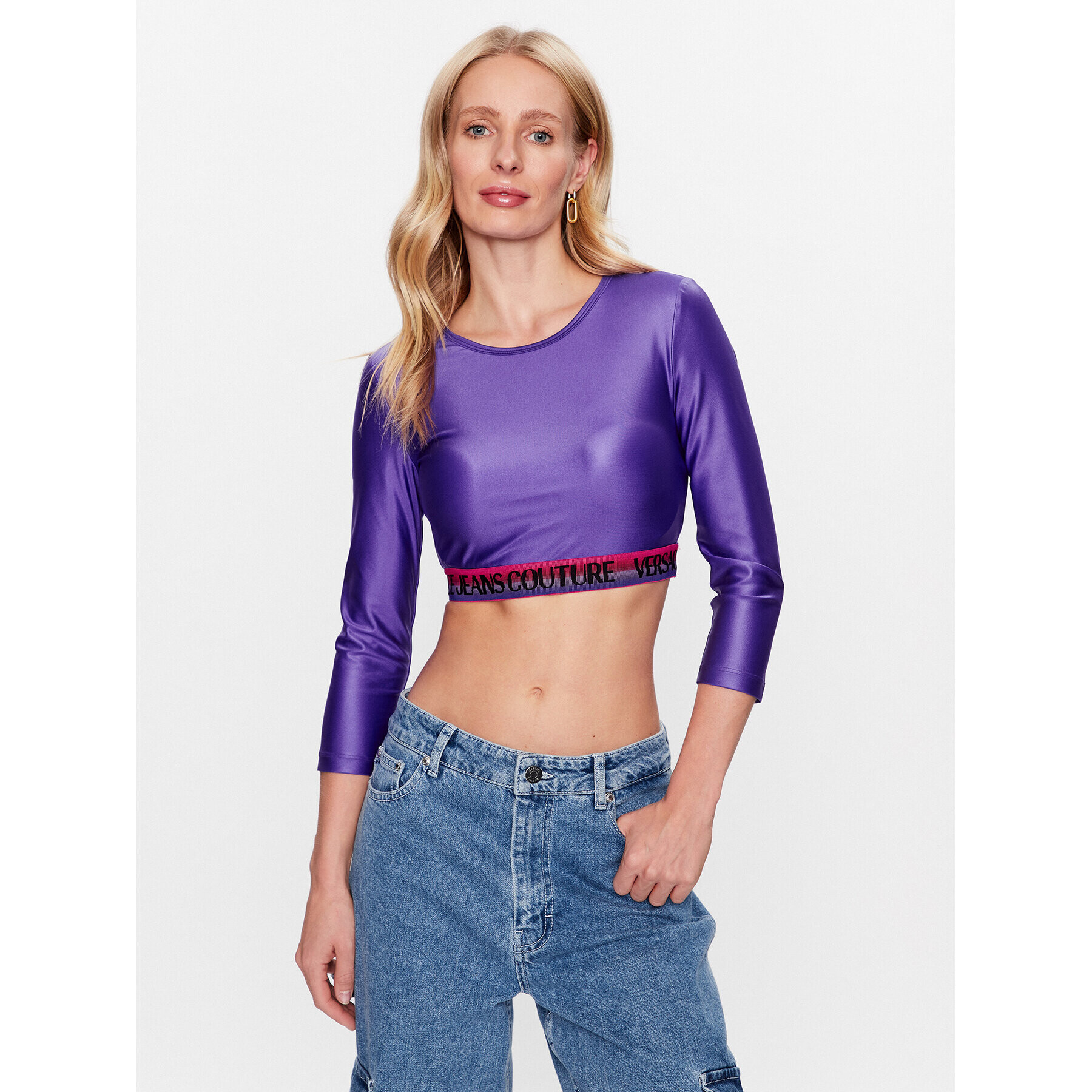 Versace Jeans Couture Bluză 74HAH218 Violet Regular Fit - Pled.ro