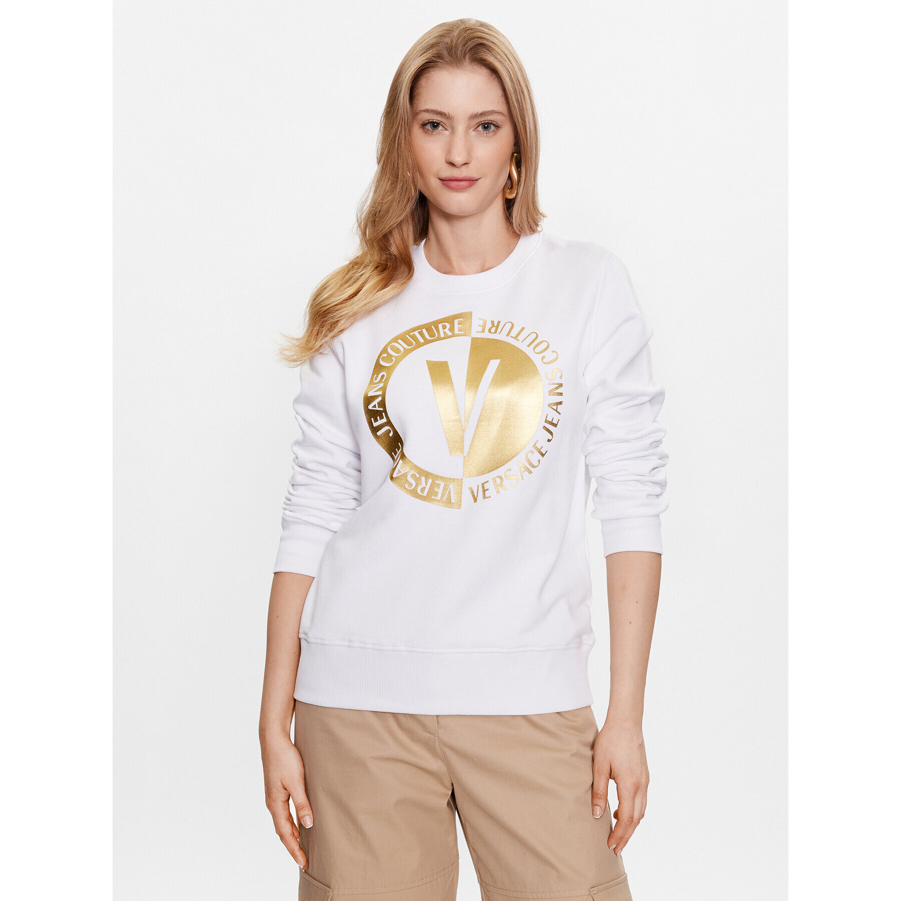 Versace Jeans Couture Bluză 74HAIT10 Alb Regular Fit - Pled.ro