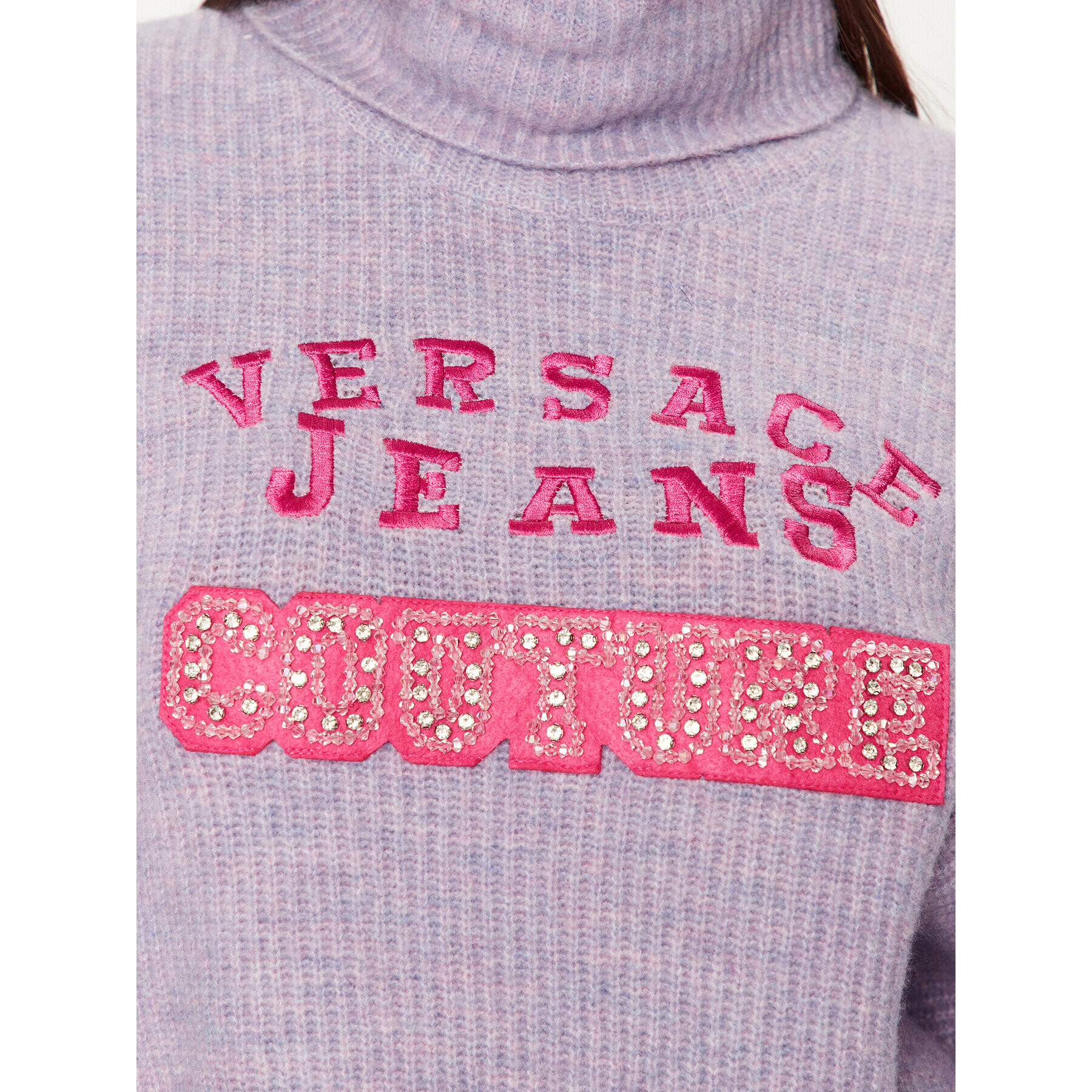 Versace Jeans Couture Bluză cu gât 75HAFM08 Violet Oversize - Pled.ro