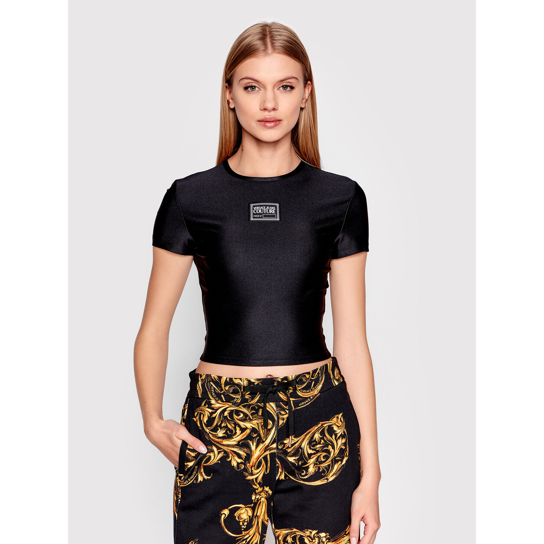 Versace Jeans Couture Bluză Logo 72HAH602 Negru Slim Fit - Pled.ro