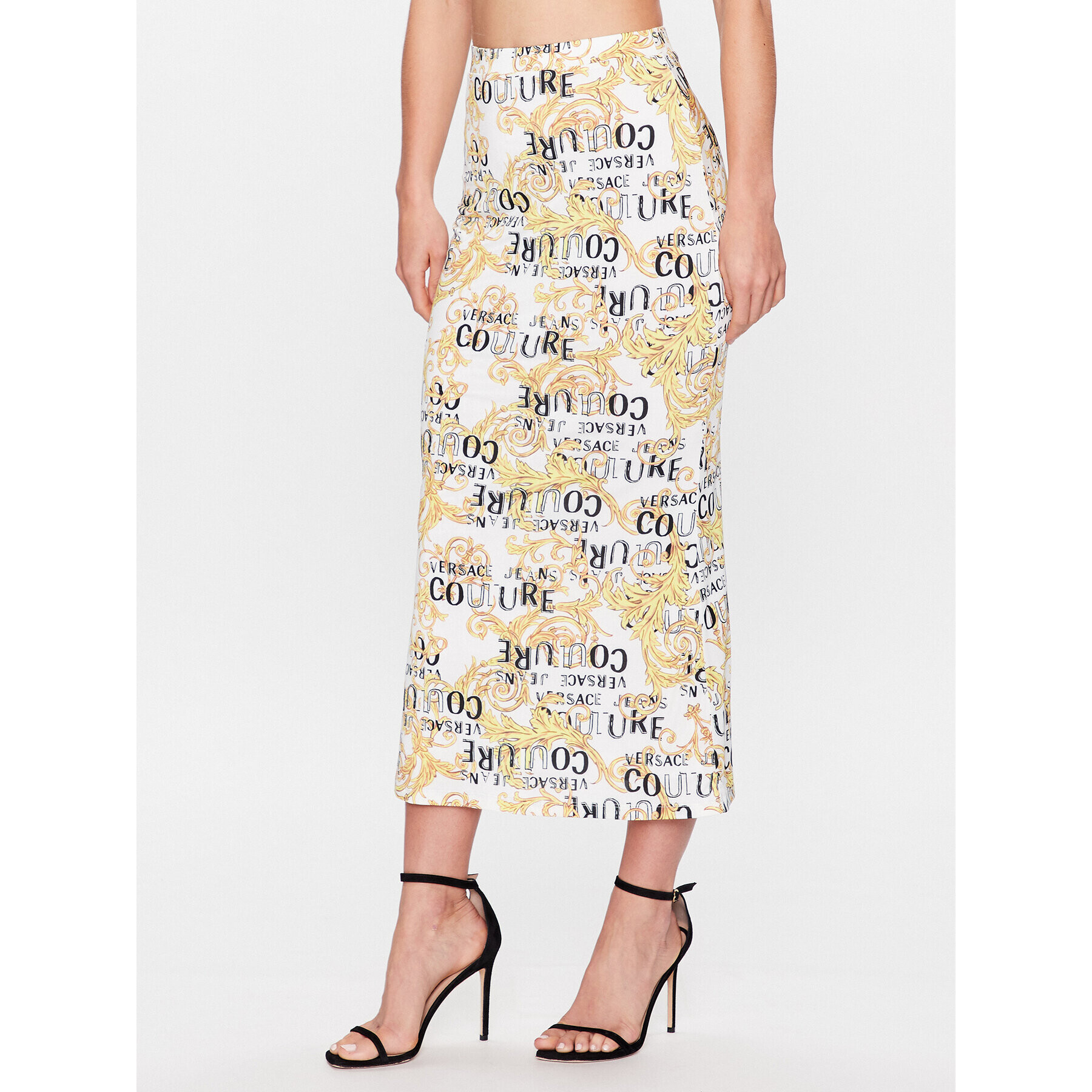 Versace Jeans Couture Fustă midi 74HAE808 Alb Regular Fit - Pled.ro