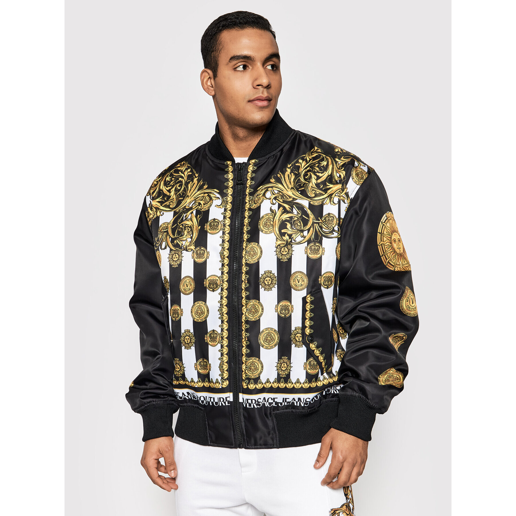 Versace Jeans Couture Geacă bomber Print Stripes Sun 72GAS407 Negru Regular Fit - Pled.ro