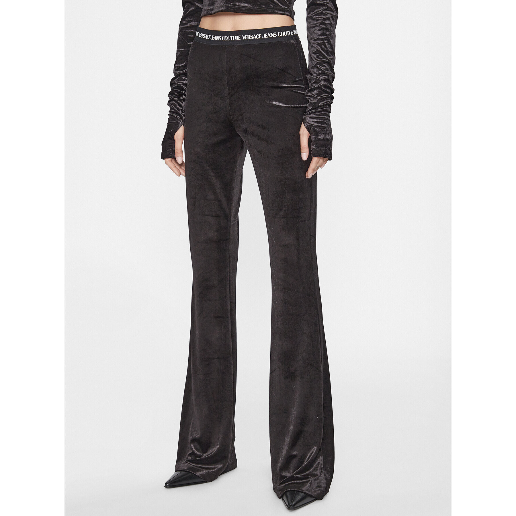 Versace Jeans Couture Pantaloni din material 75HAC1A7 Negru Flared Leg - Pled.ro