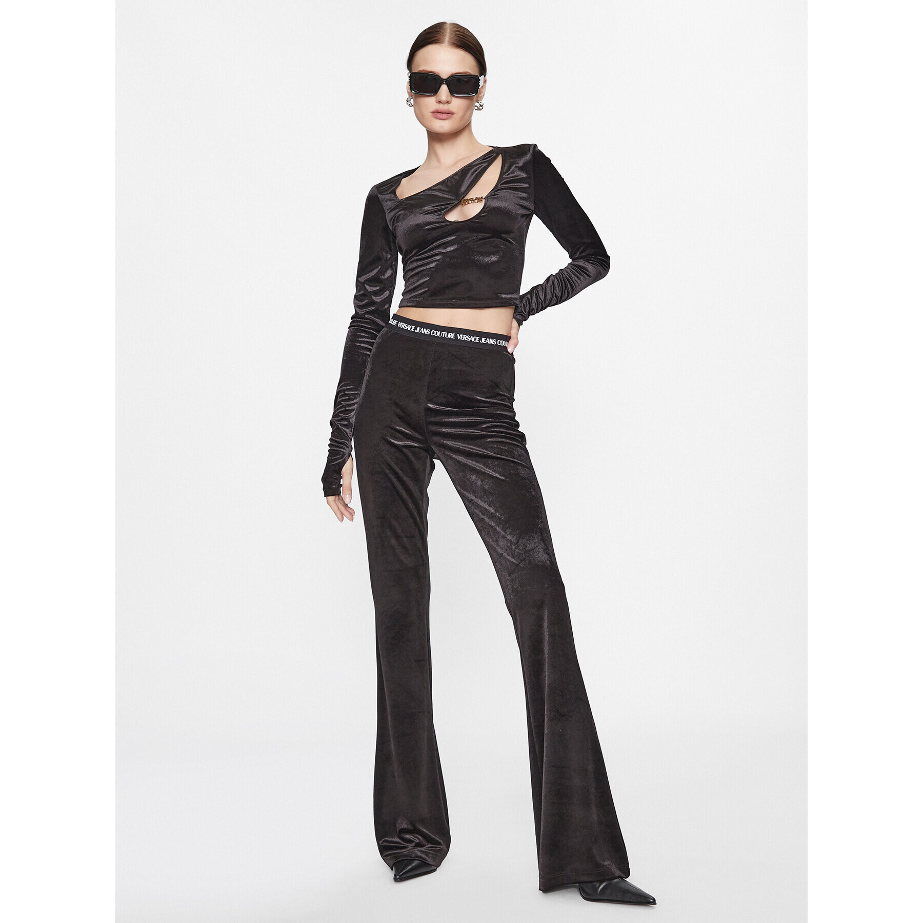 Versace Jeans Couture Pantaloni din material 75HAC1A7 Negru Flared Leg - Pled.ro