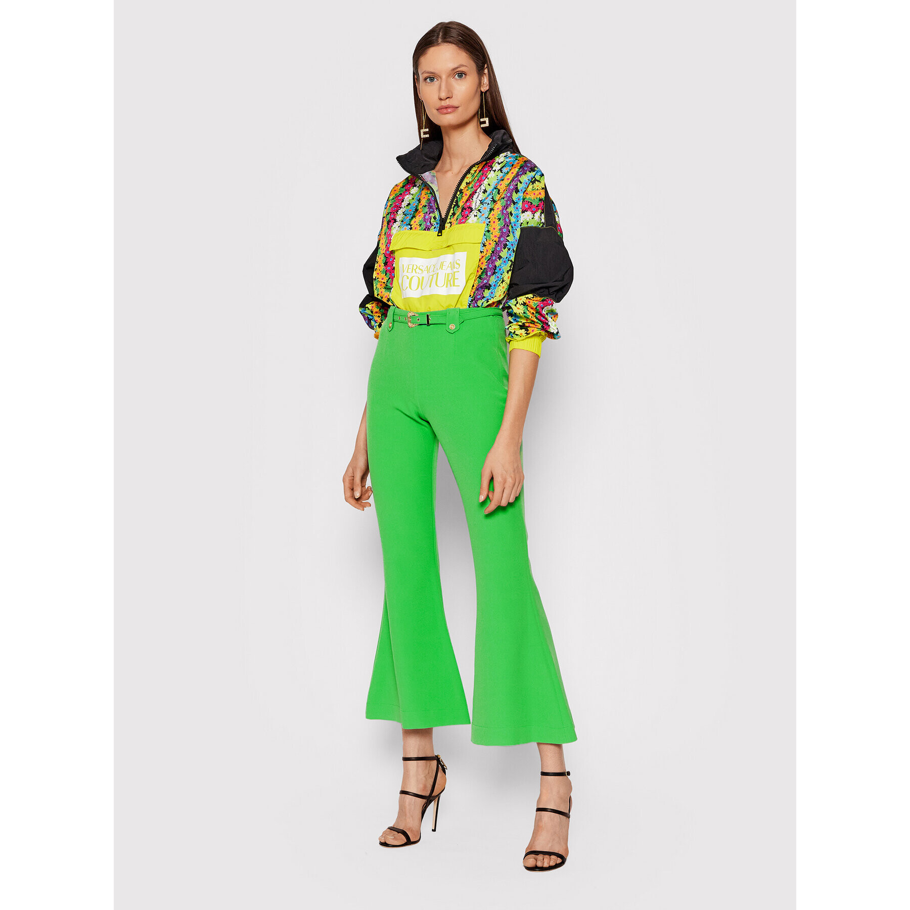 Versace Jeans Couture Pantaloni din material Flared 71HAA111 Verde Regular Fit - Pled.ro