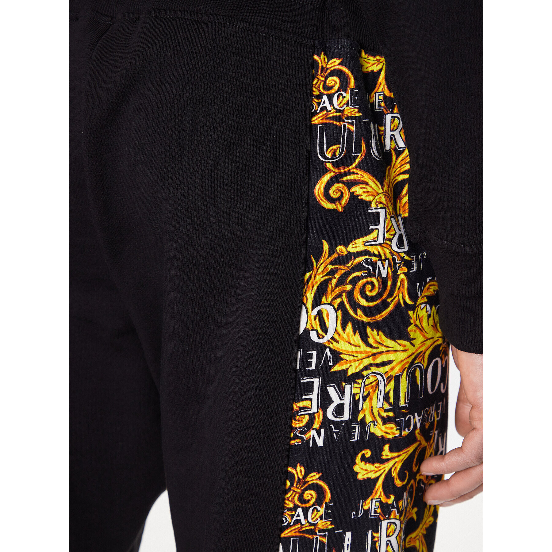 Versace Jeans Couture Pantaloni trening Contr Logo Baroque 74GAA3C0 Negru Regular Fit - Pled.ro