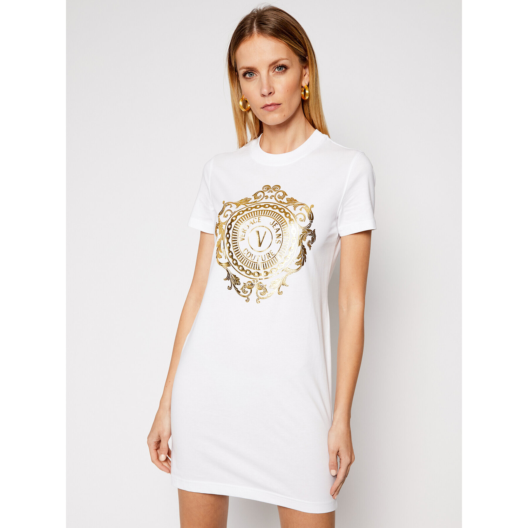 Versace Jeans Couture Rochie de zi D2HWA4FA Alb Regular Fit - Pled.ro