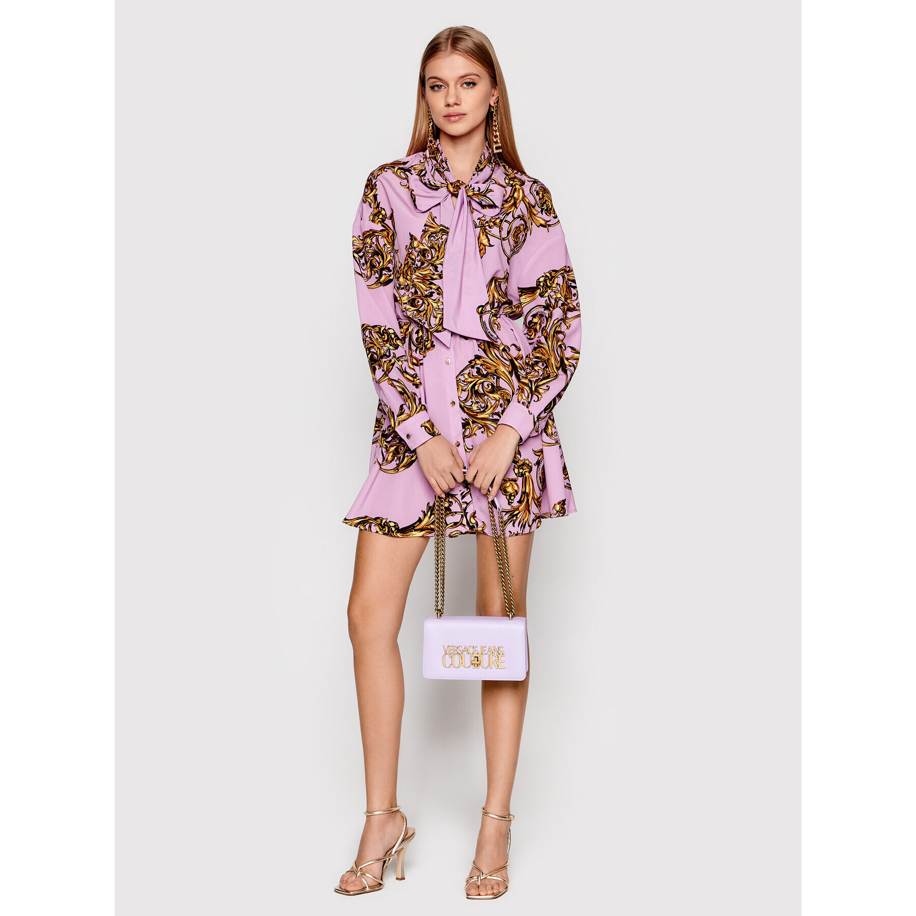 Versace Jeans Couture Rochie tip cămașă 72HAO924 Violet Regular Fit - Pled.ro