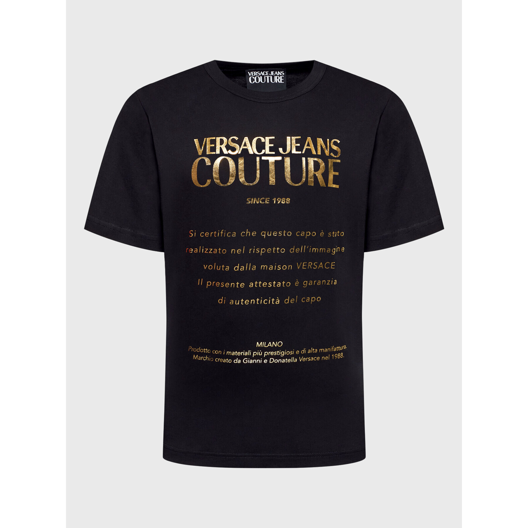 Versace Jeans Couture Tricou 73GAHT26 Negru Regular Fit - Pled.ro