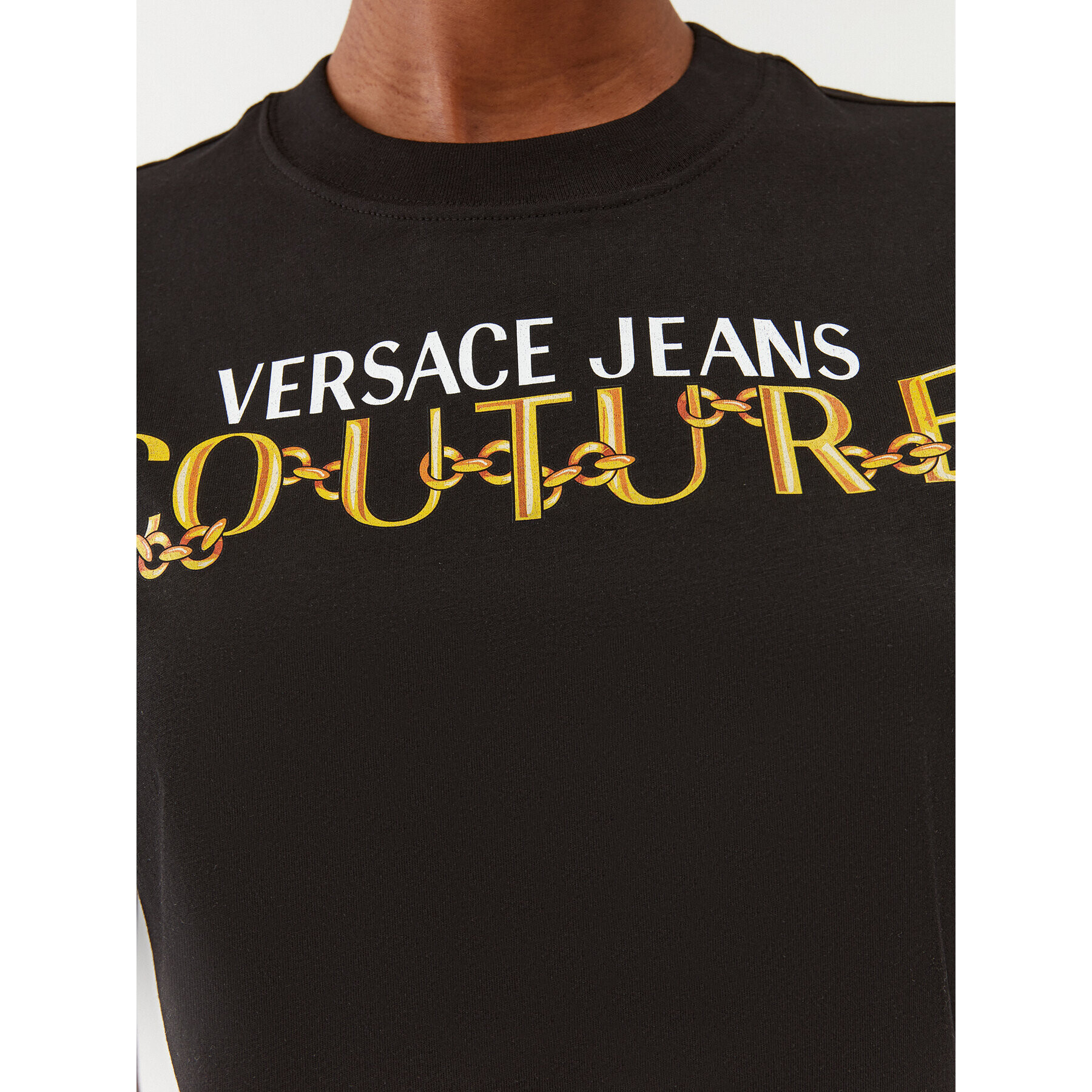 Versace Jeans Couture Tricou 75HAHF01 Negru Regular Fit - Pled.ro