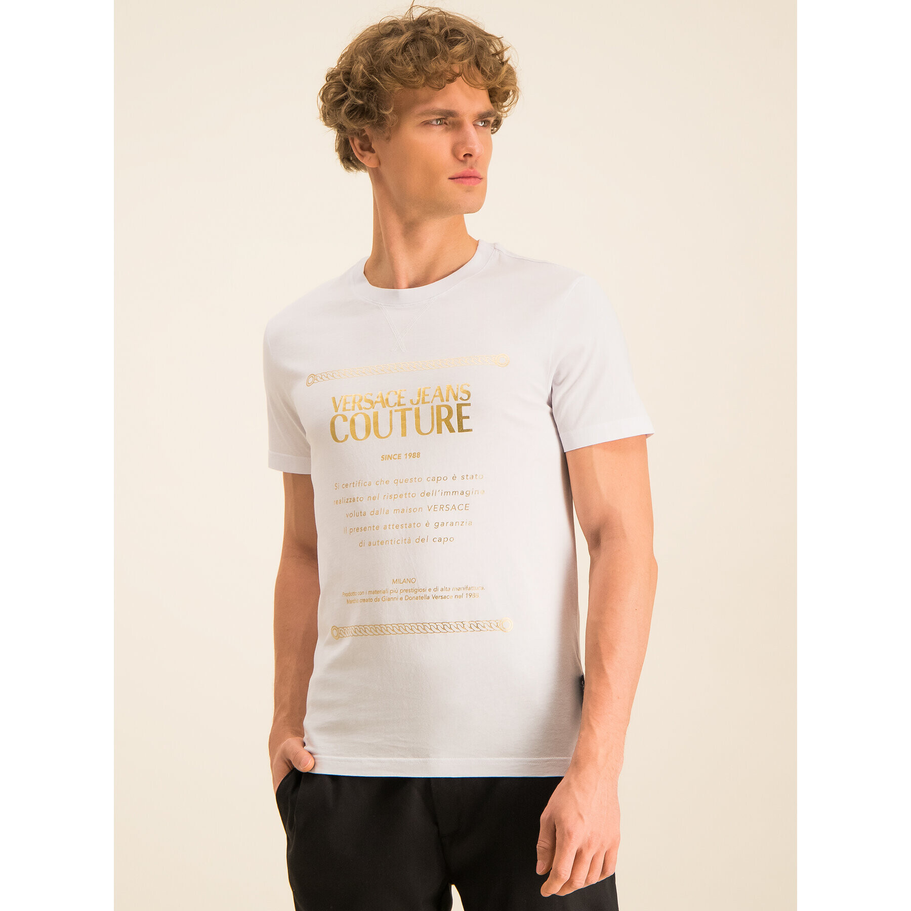 Versace Jeans Couture Tricou B3GVA7TA Alb Regular Fit - Pled.ro