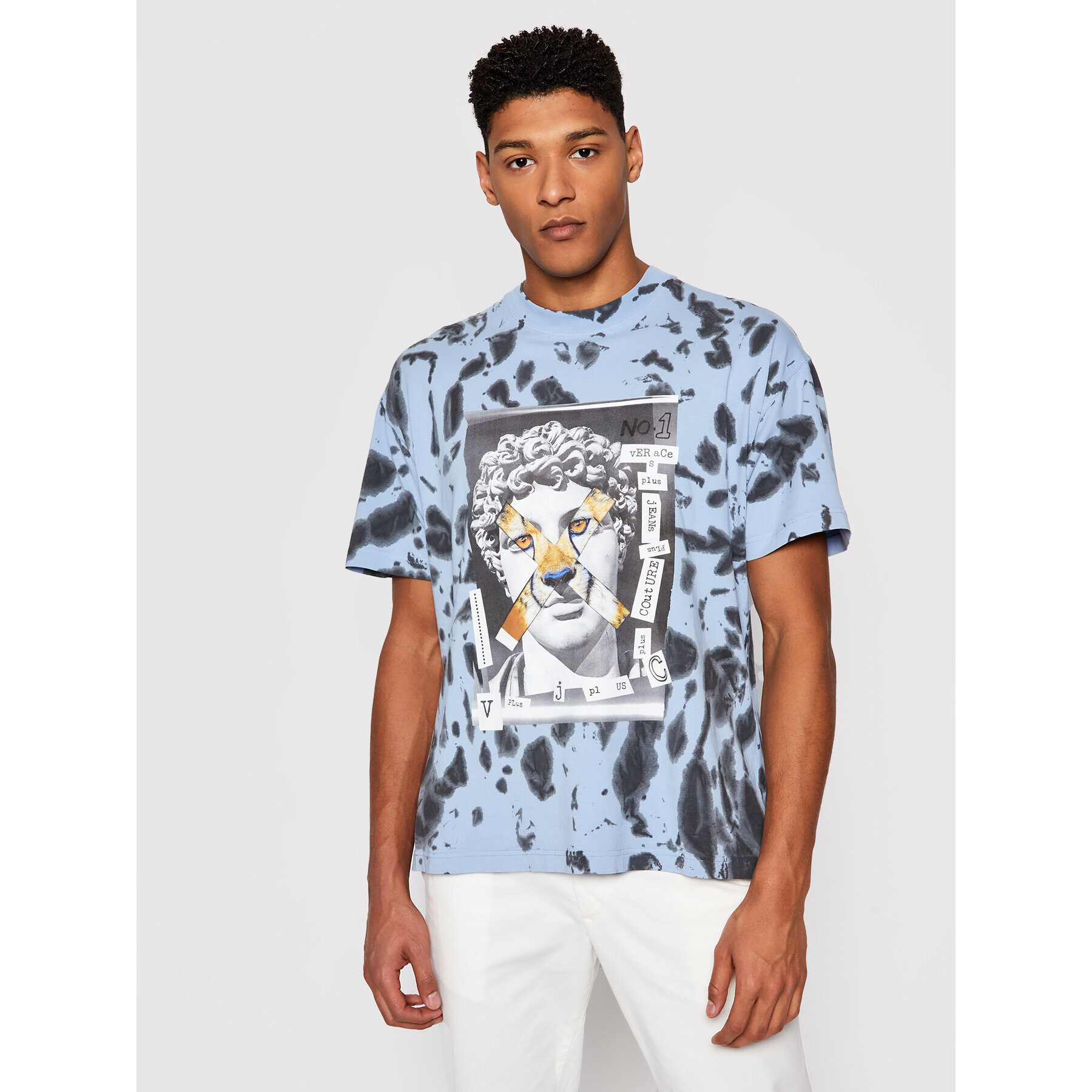 Versace Jeans Couture Tricou B3GWA7VA Albastru Relaxed Fit - Pled.ro