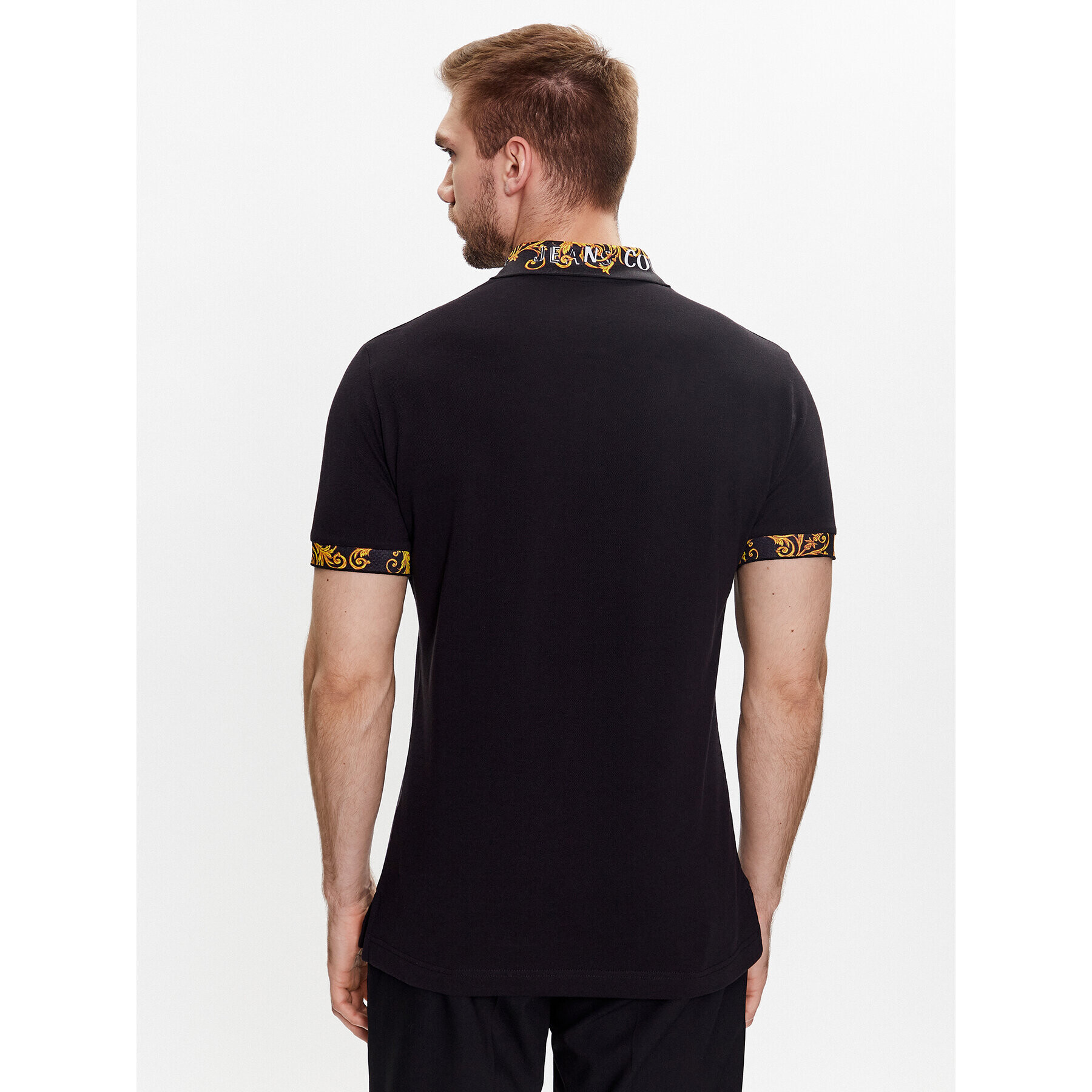 Versace Jeans Couture Tricou polo Baroque 74GAGT18 Negru Regular Fit - Pled.ro