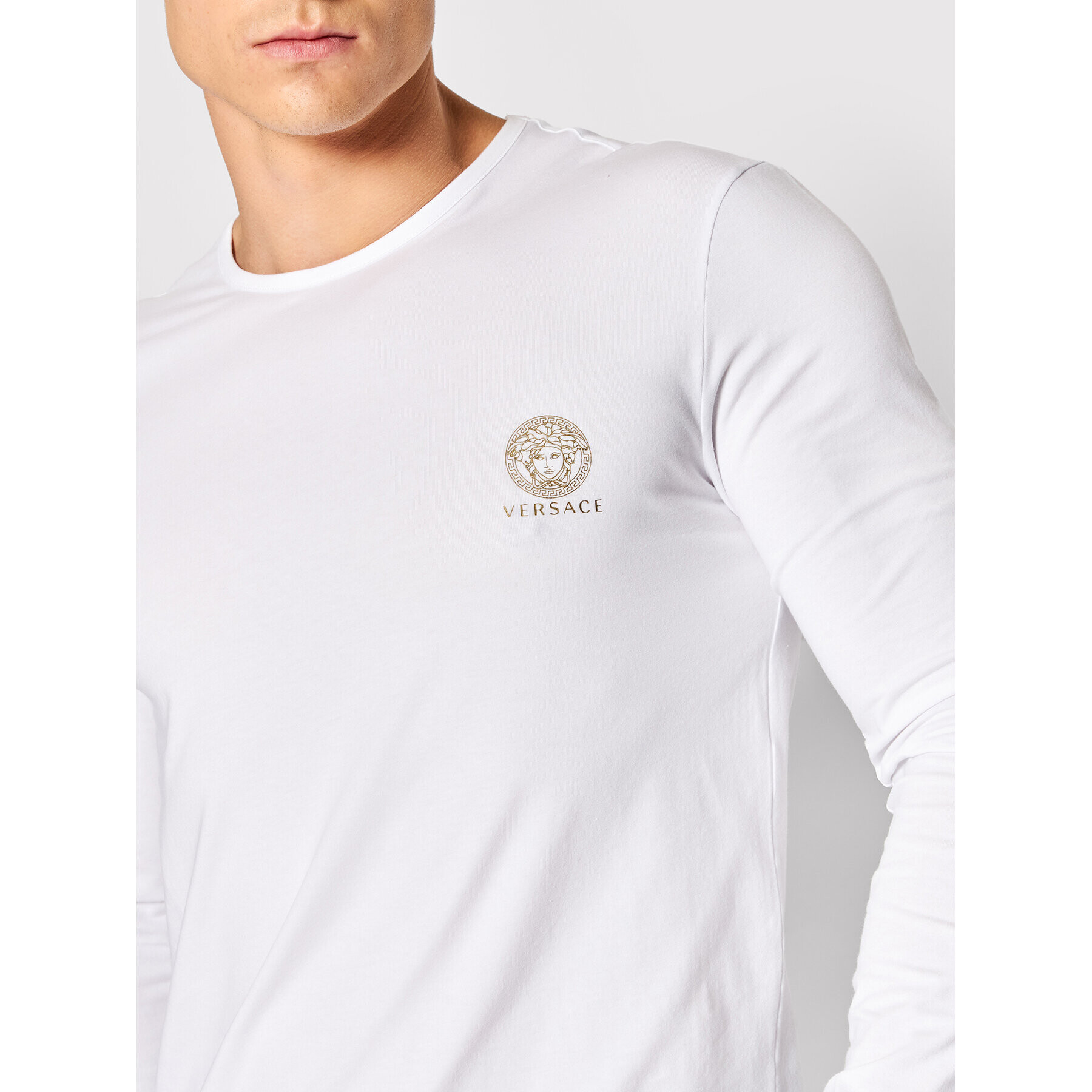 Versace Longsleeve Girocollo AUU01007 Alb Regular Fit - Pled.ro