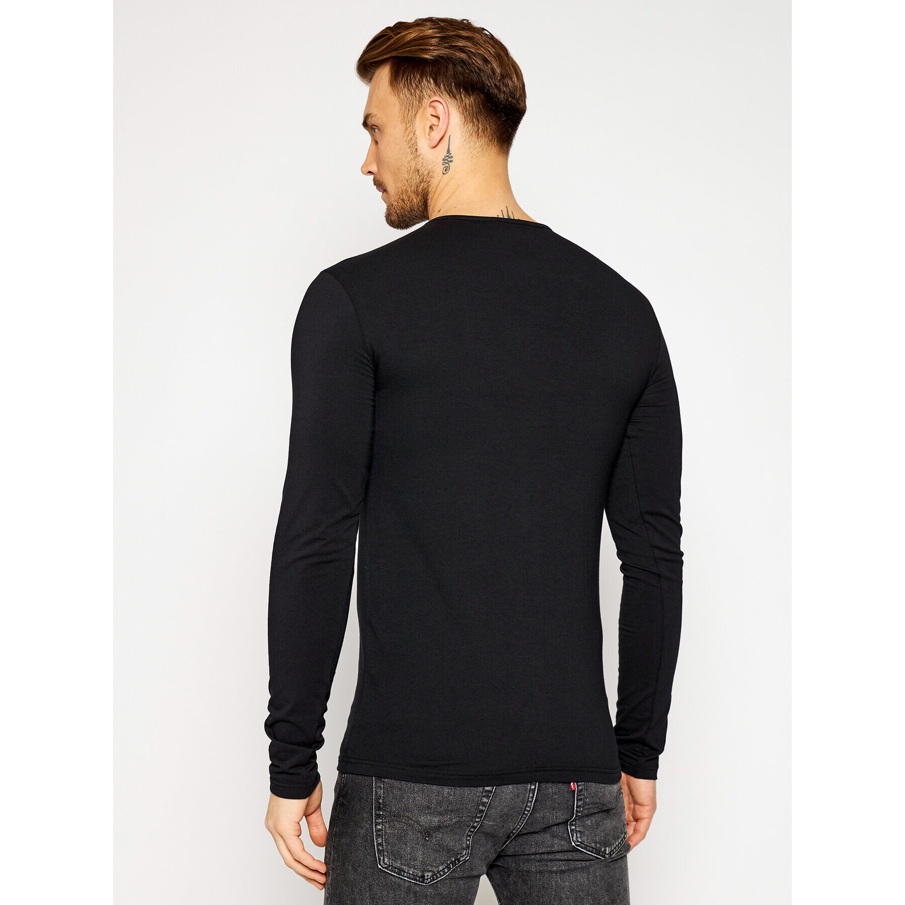 Versace Longsleeve Girocollo AUU01007 Negru Regular Fit - Pled.ro