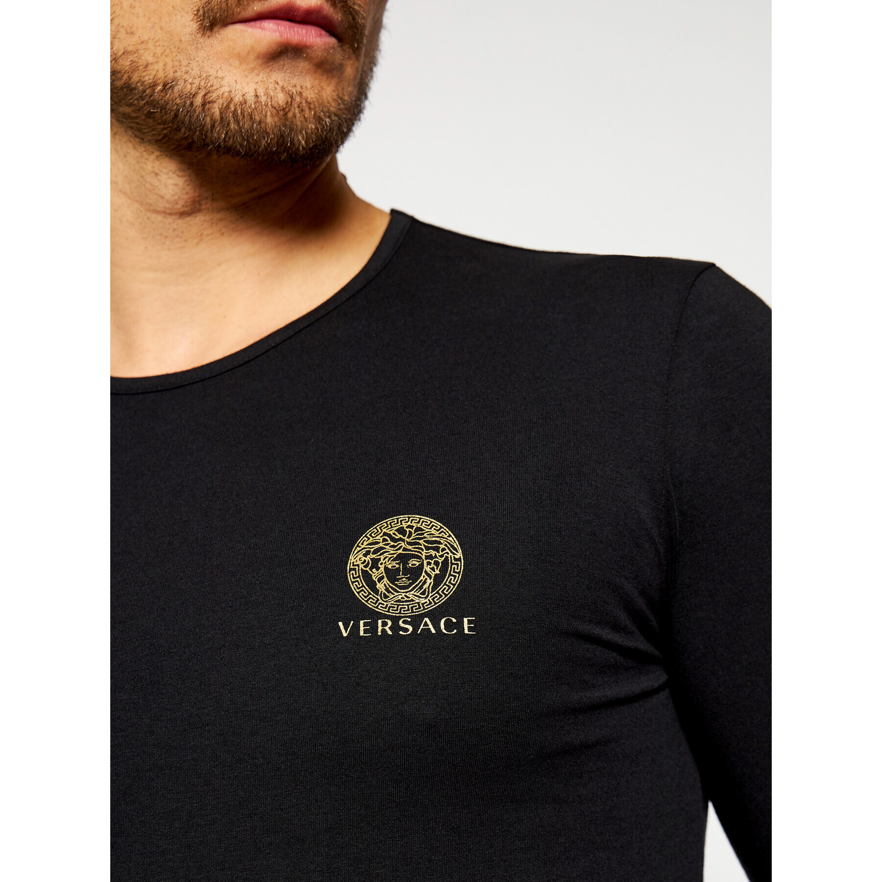 Versace Longsleeve Girocollo AUU01007 Negru Regular Fit - Pled.ro