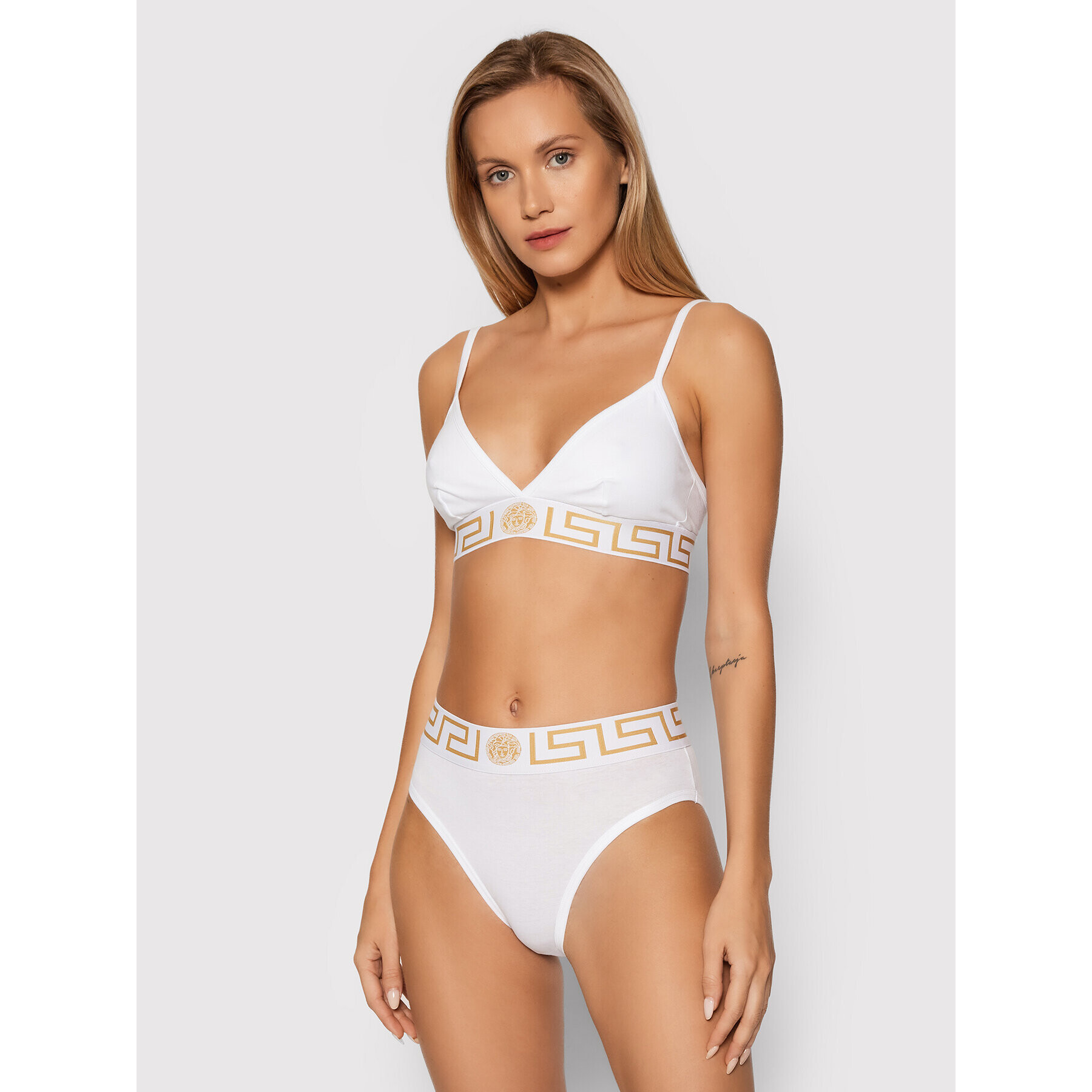 Versace Sutien Bralette Greca 1000656 Alb - Pled.ro