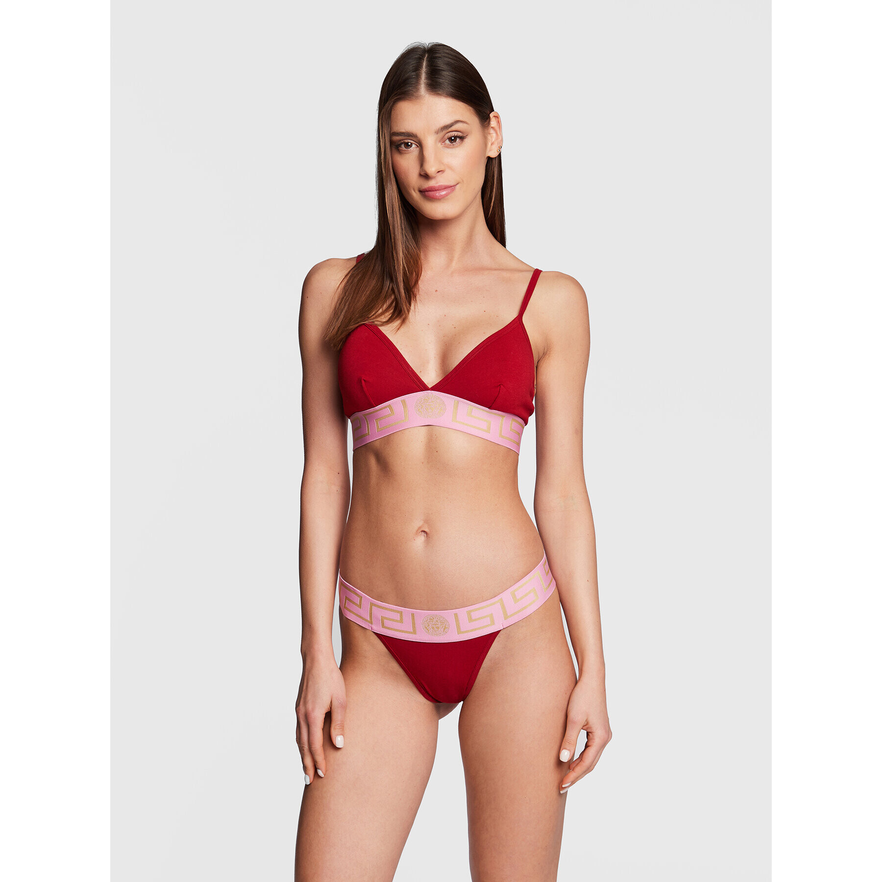 Versace Sutien Bralette Greca 1000656 Roșu - Pled.ro