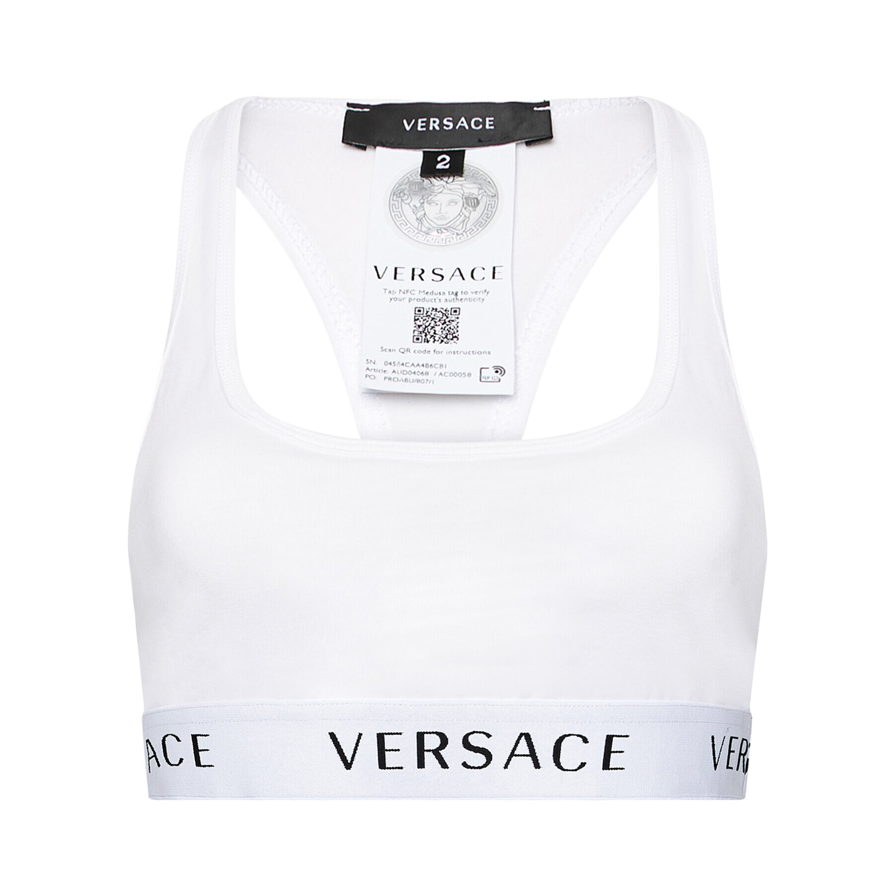 Versace Sutien top Logo Sports AUD04068 Alb - Pled.ro