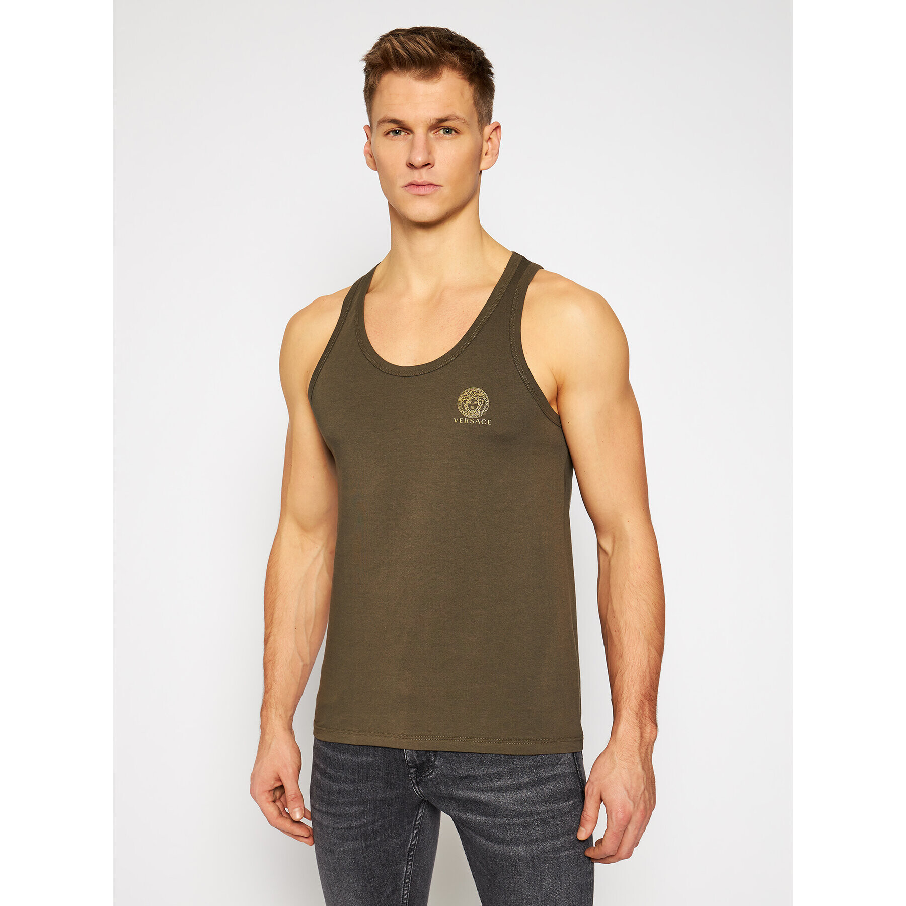 Versace Tank top Medusa AUU01012 Verde Regular Fit - Pled.ro