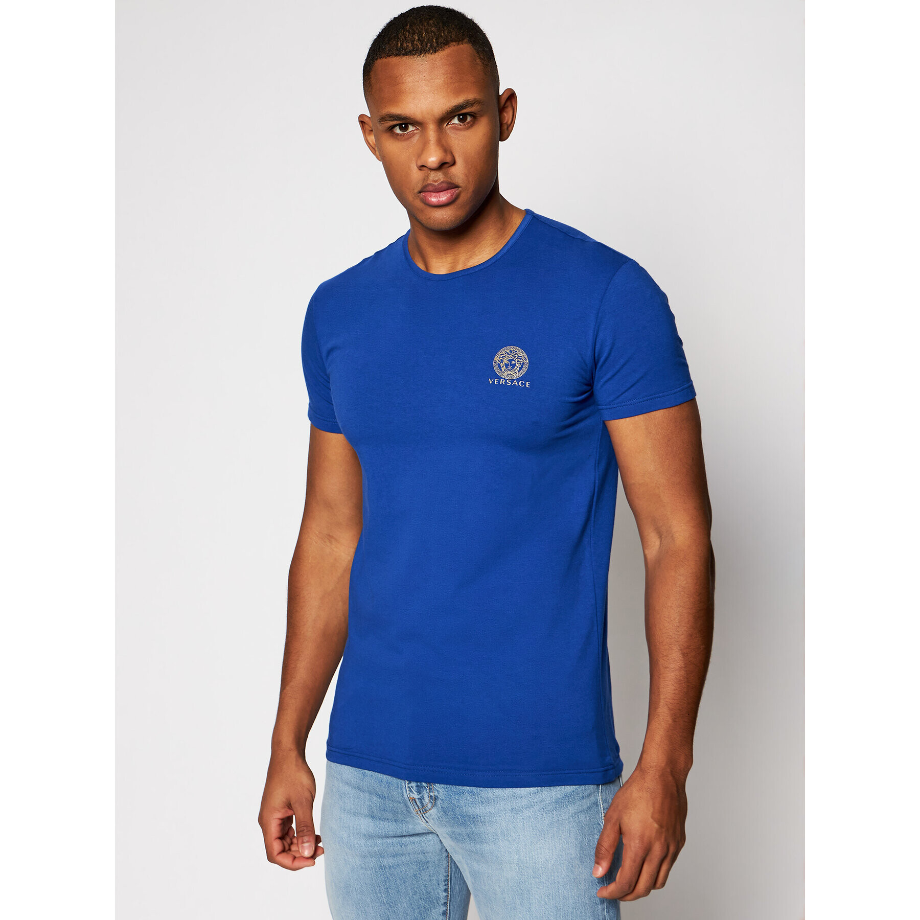 Versace Tricou Medusa AUU01005 Albastru Regular Fit - Pled.ro