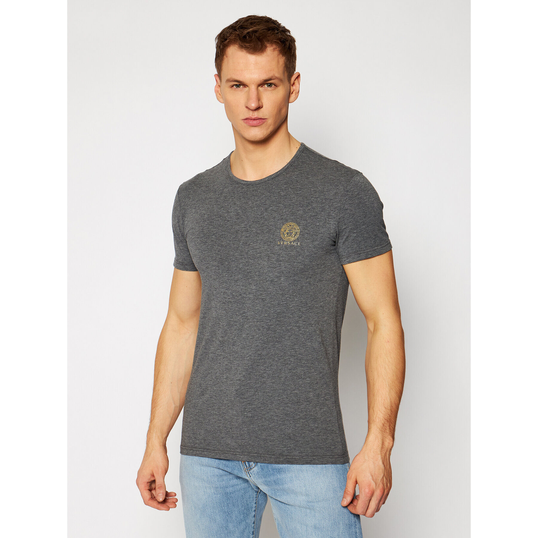 Versace Tricou Medusa AUU01005 Gri Regular Fit - Pled.ro