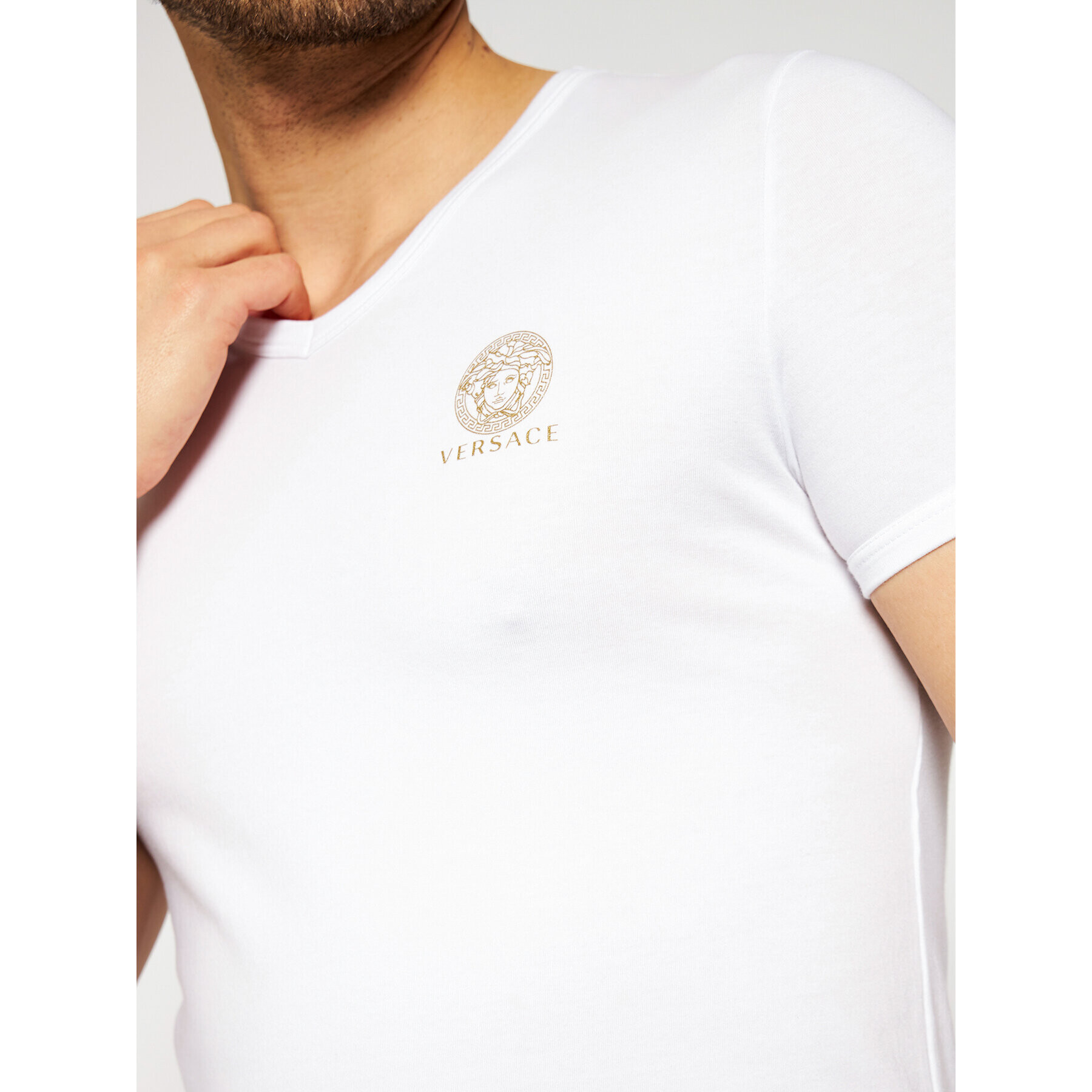 Versace Tricou Scollo AUU01004 Alb Regular Fit - Pled.ro