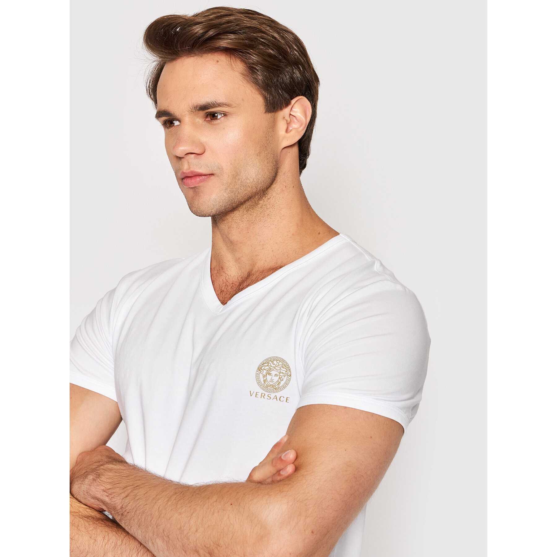 Versace Tricou Scollo AUU01004 Alb Regular Fit - Pled.ro