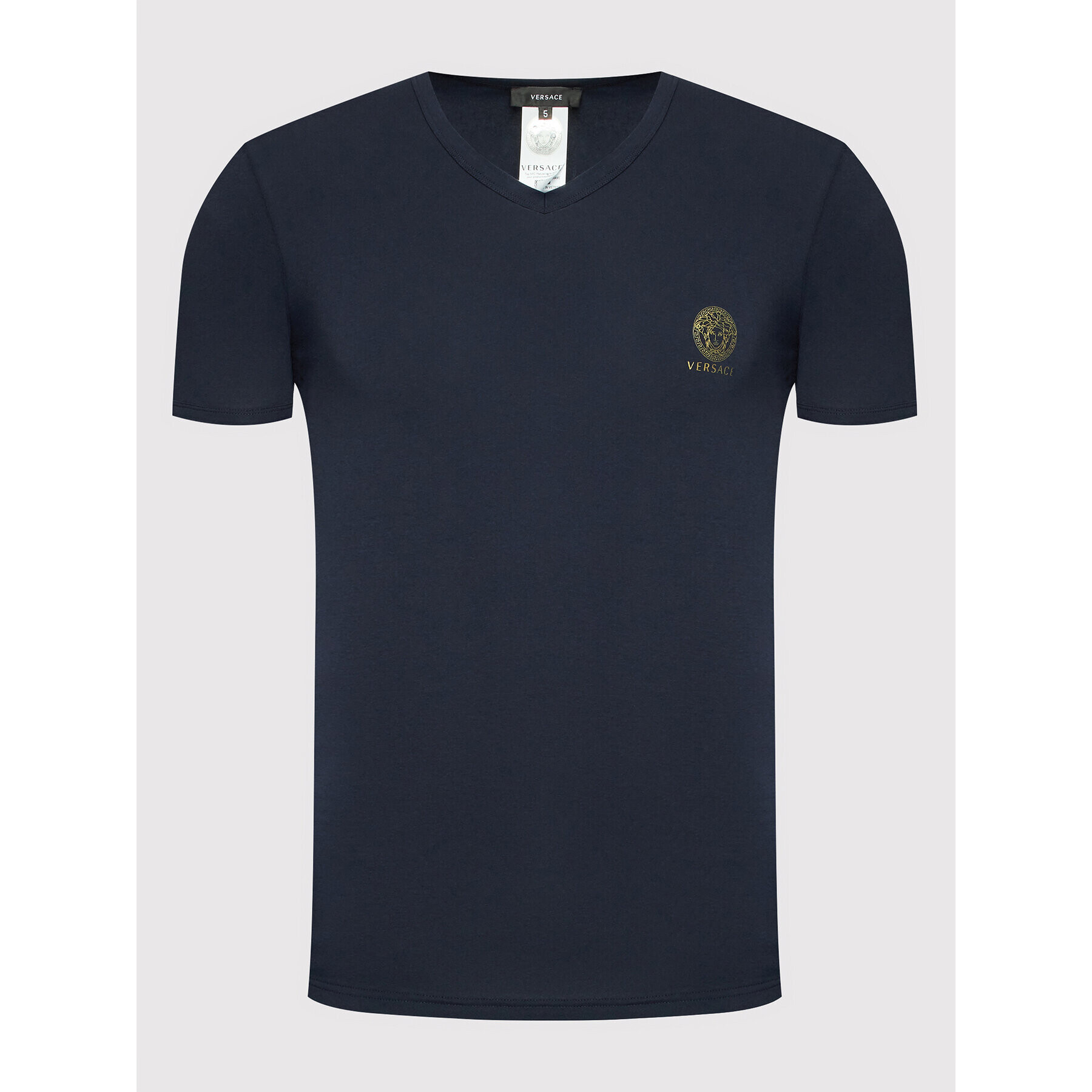 Versace Tricou Scollo AUU01004 Bleumarin Regular Fit - Pled.ro