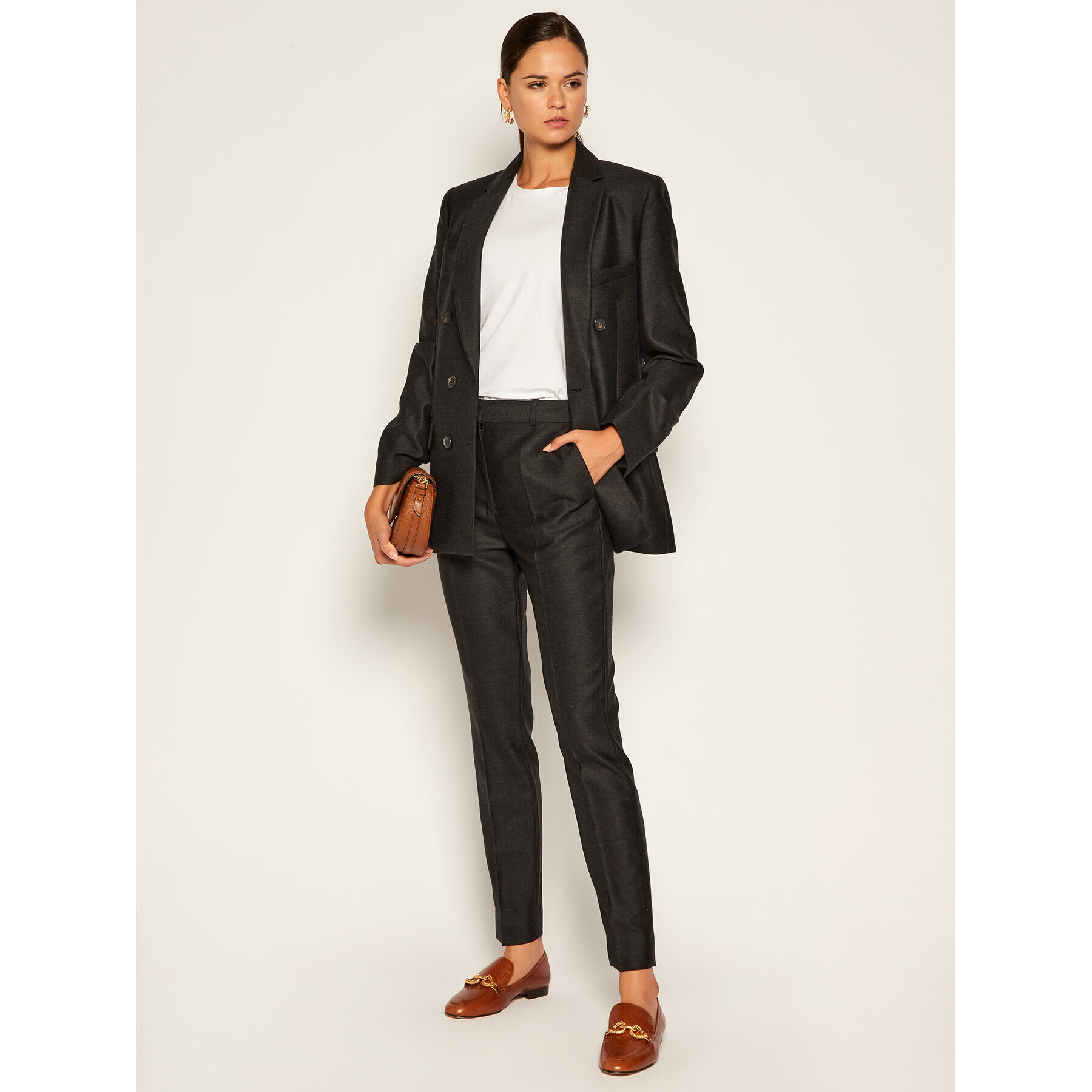 Victoria Victoria Beckham Blazer Button 2420WJK002009A Gri Regular Fit - Pled.ro