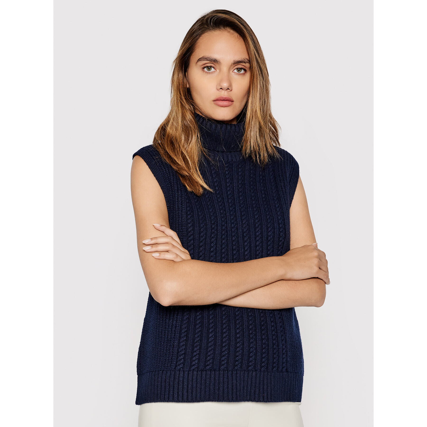 Victoria Victoria Beckham Bluză cu gât Summer 2321KJU002823A Bleumarin Regular Fit - Pled.ro