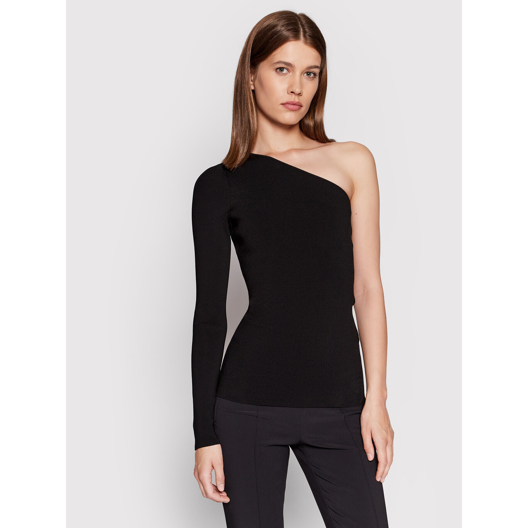 Victoria Victoria Beckham Bluză One Shoulder 1222KTP003534A Negru Slim Fit - Pled.ro