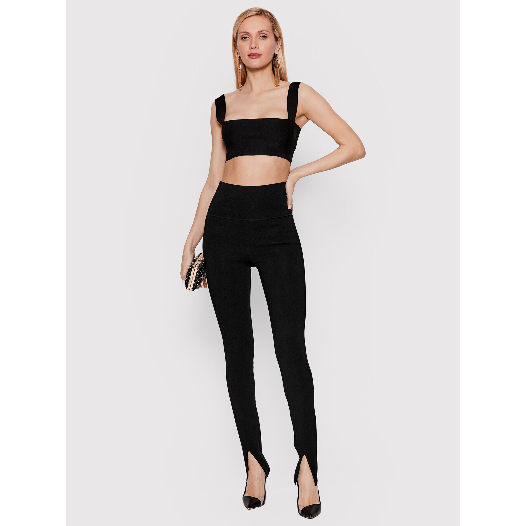 Victoria Victoria Beckham Colanți Split 1222KTR003390A Negru Slim Fit - Pled.ro