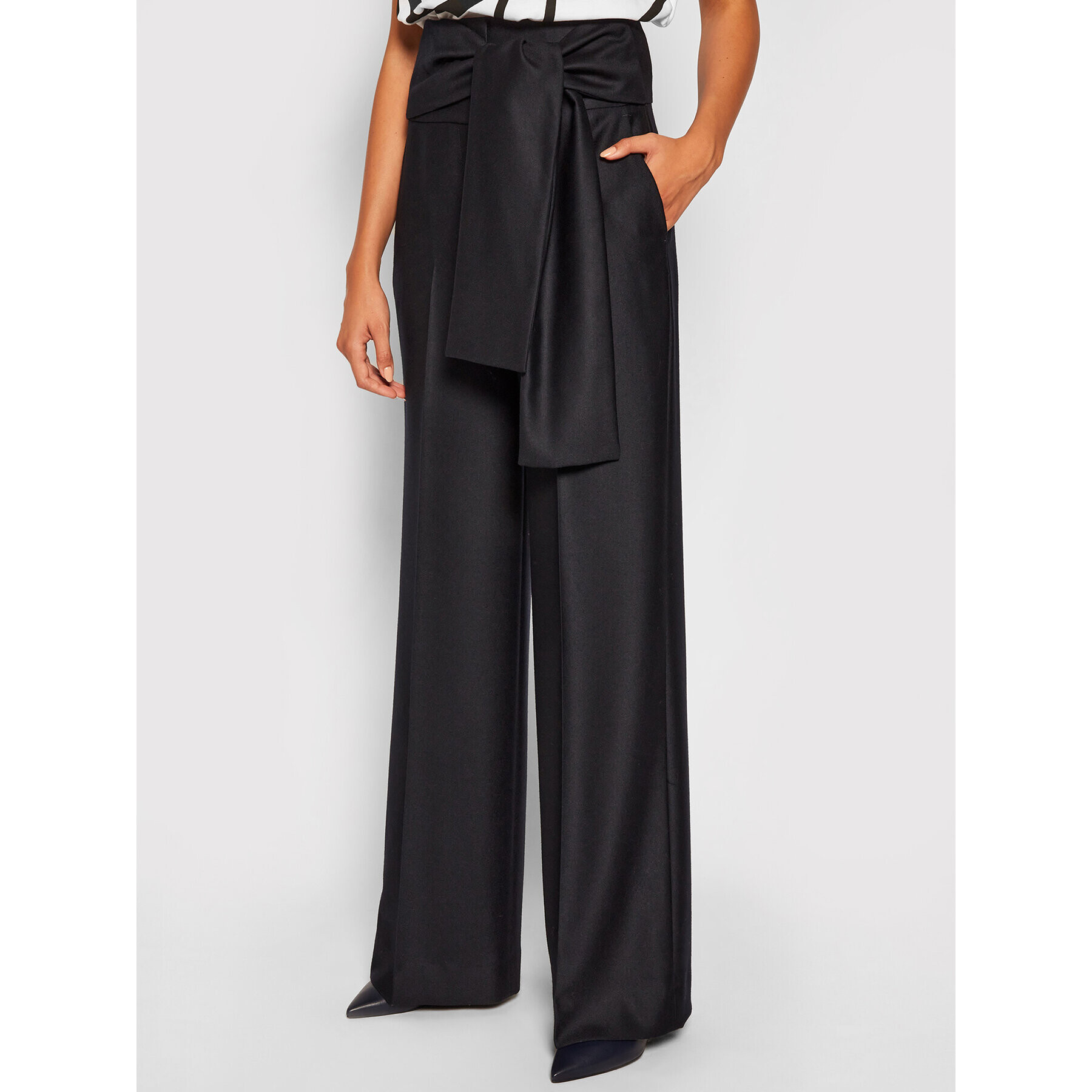 Victoria Victoria Beckham Pantaloni din material Tailoring 2320WTR001398A Bleumarin Oversize - Pled.ro