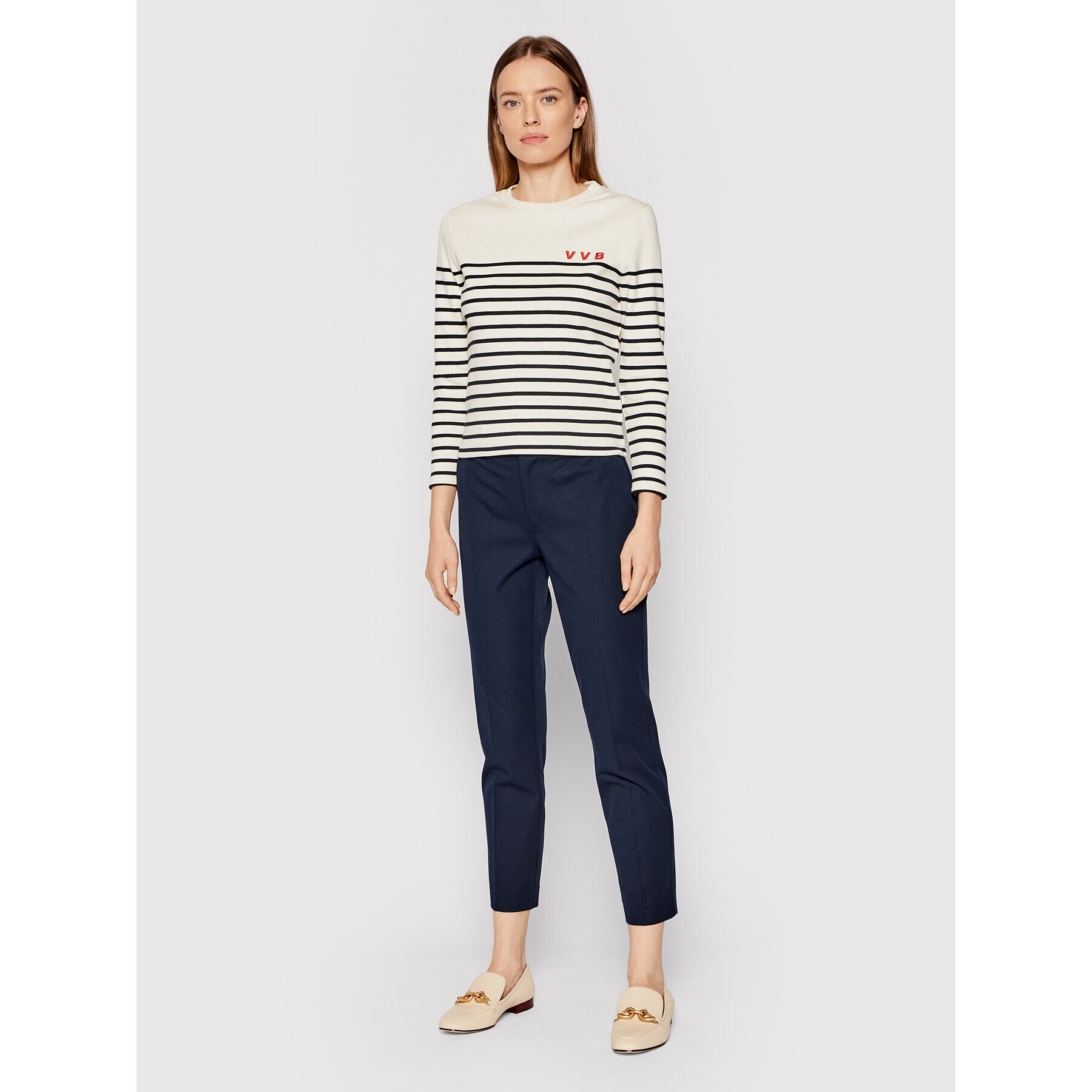 Victoria Victoria Beckham Pulover Stripe Rib 2321JTP002832A Bej Regular Fit - Pled.ro