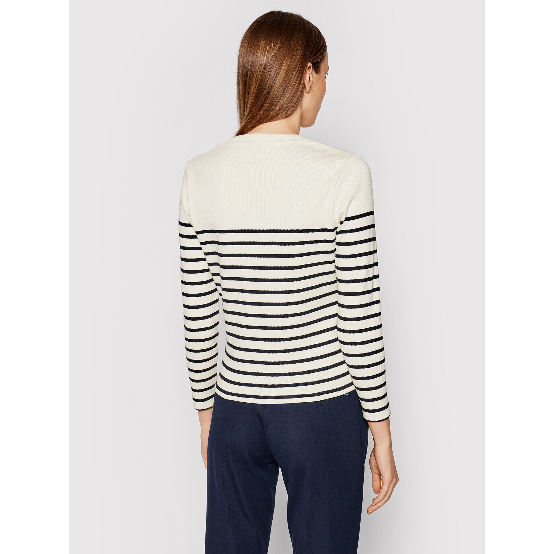 Victoria Victoria Beckham Pulover Stripe Rib 2321JTP002832A Bej Regular Fit - Pled.ro