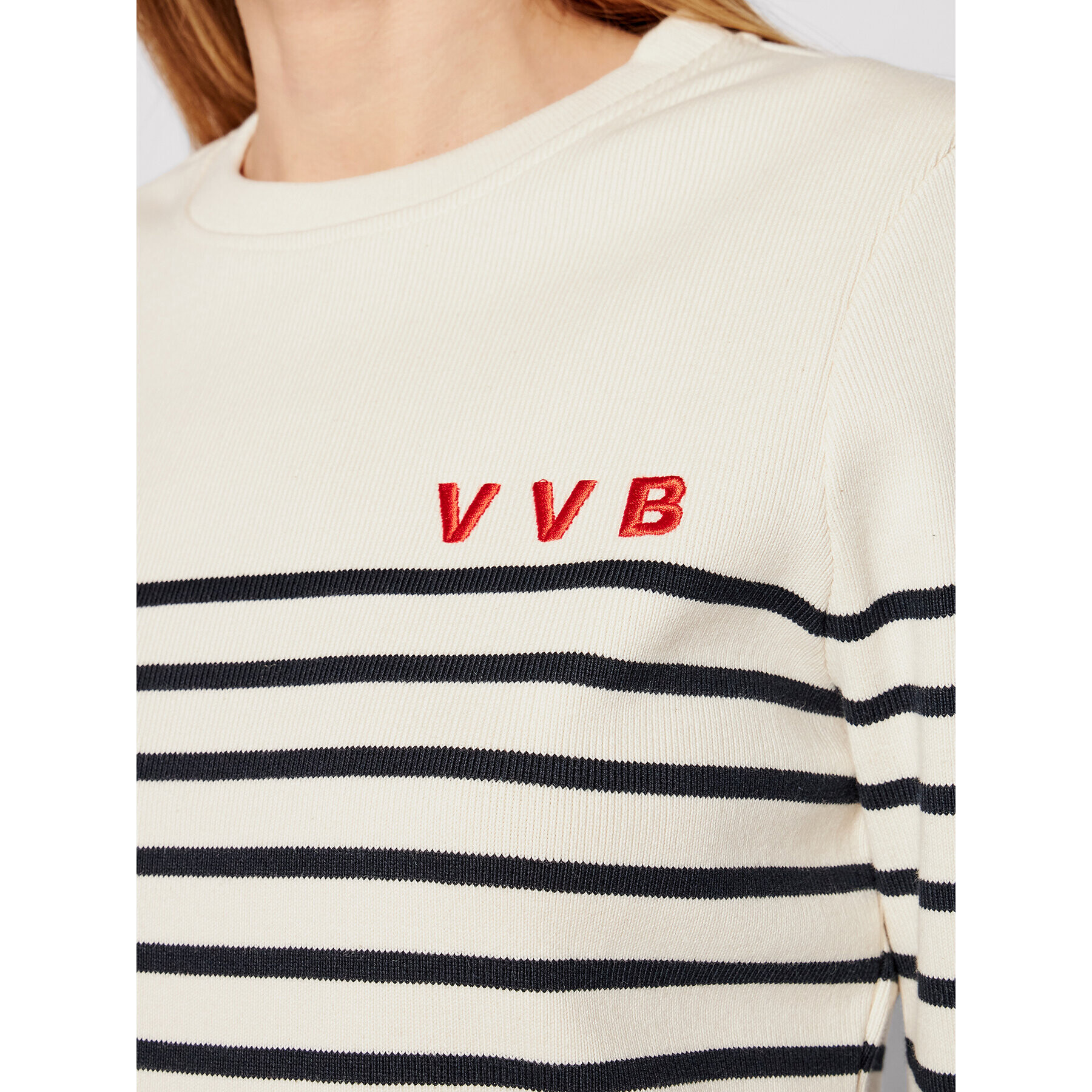 Victoria Victoria Beckham Pulover Stripe Rib 2321JTP002832A Bej Regular Fit - Pled.ro